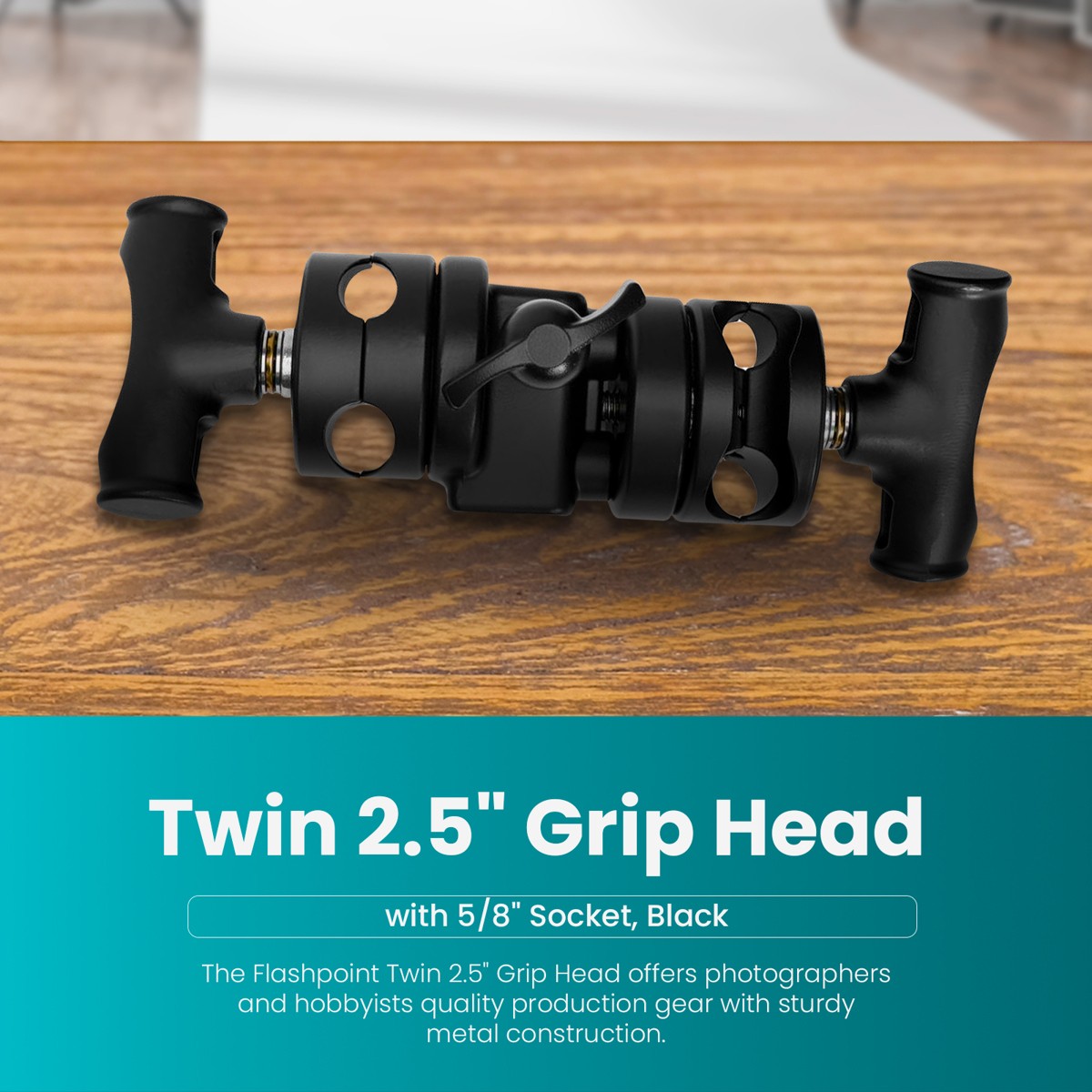 Flashpoint Twin 2.5" Grip Head with 5/8" Socket, Black