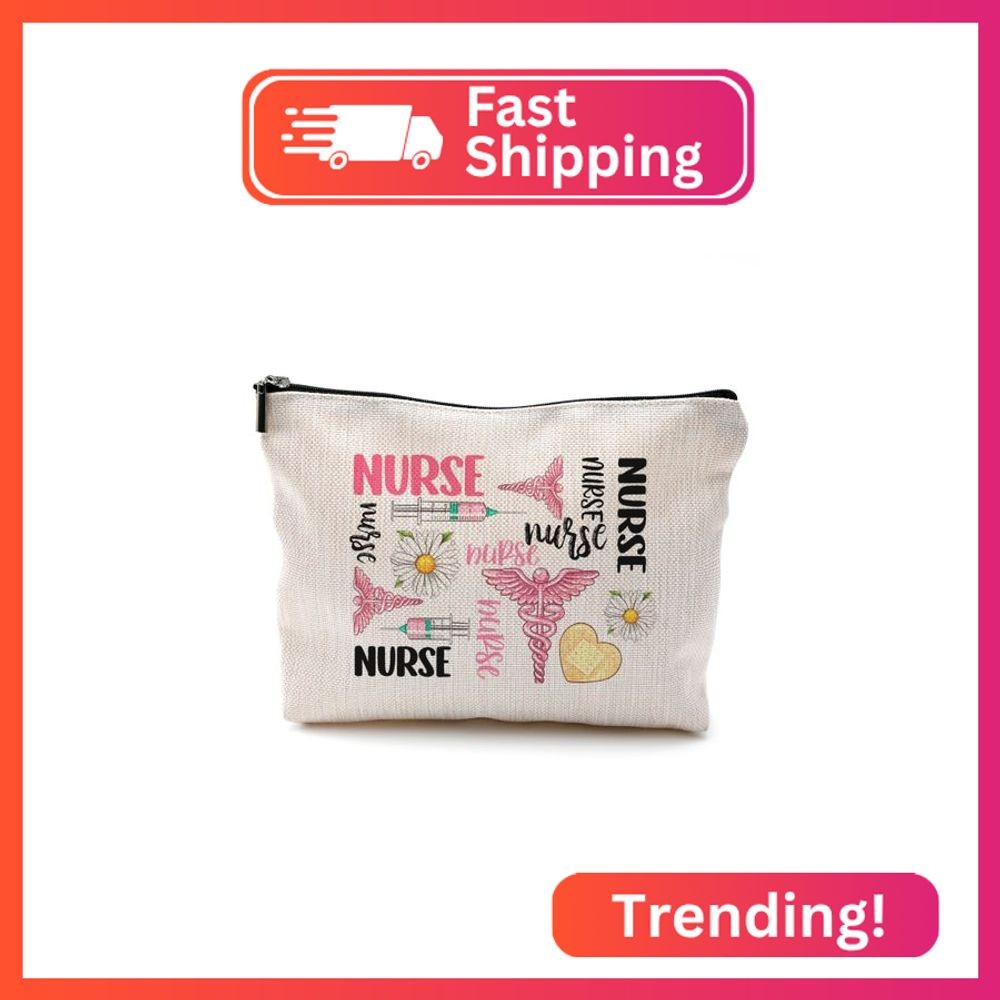QGFM Nurse Cosmetic Bags With Zipper - Nurse Gifts for Women & Students