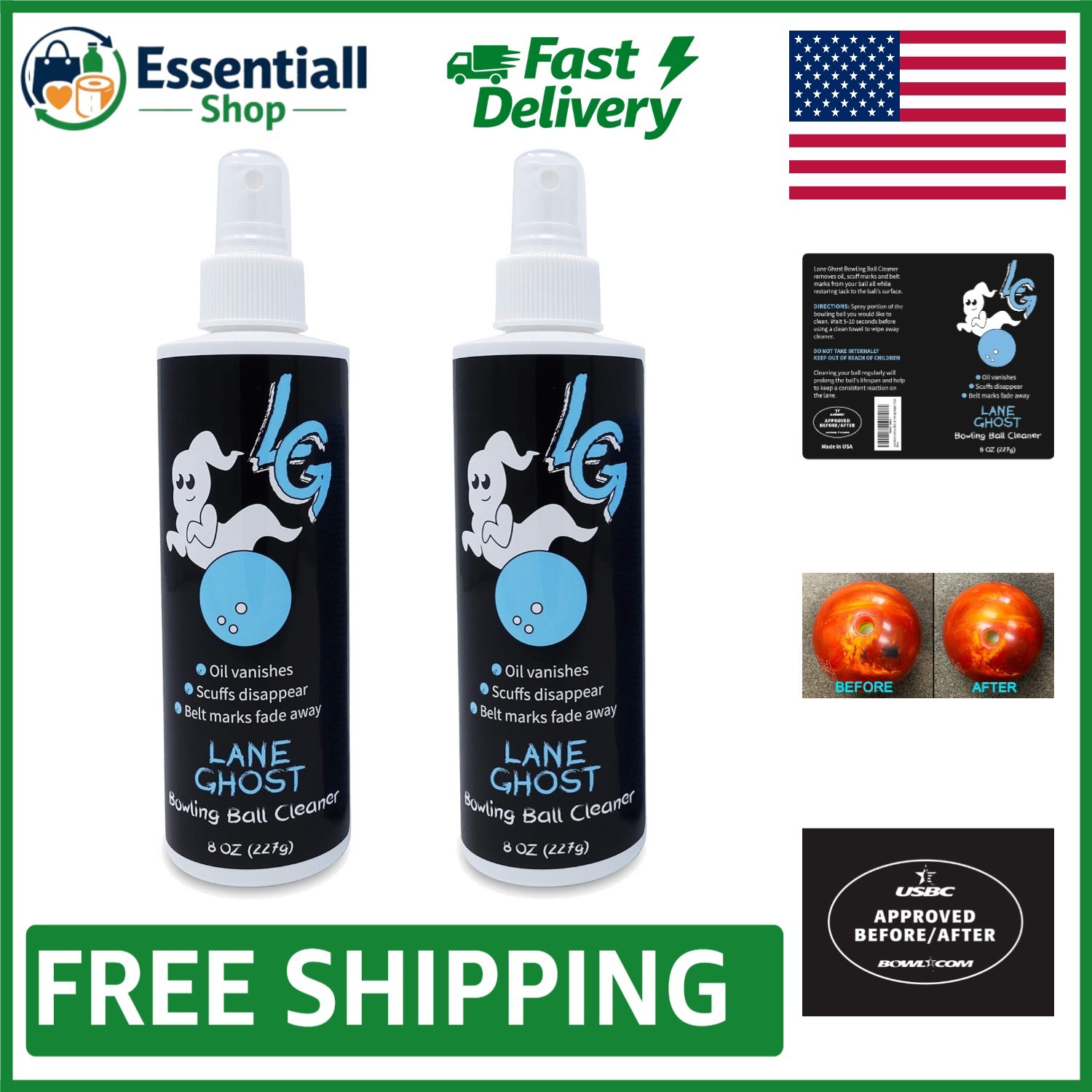 USBC Approved Bowling Ball Cleaner - 2 Pack Spray for Ultimate Performance
