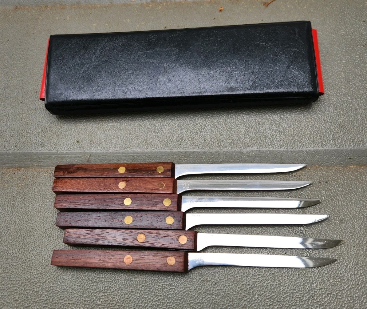 Mid Century Vernco 6 piece Knife Set Stainless Steel Japan Q=C +V