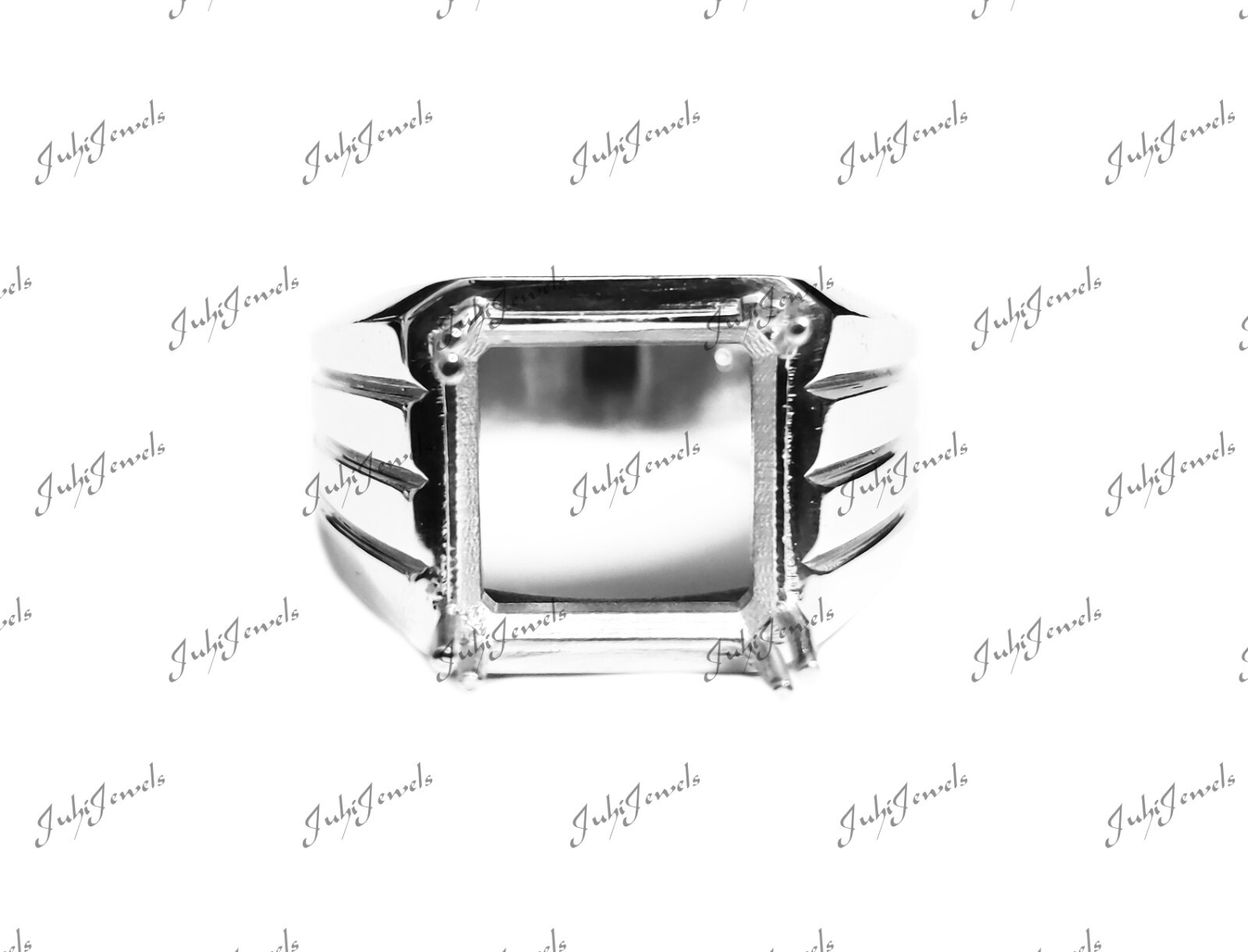 Solid Silver Mens Ring Setting 7,8,9 mm Square Ring Blanks Silver Square Mounts