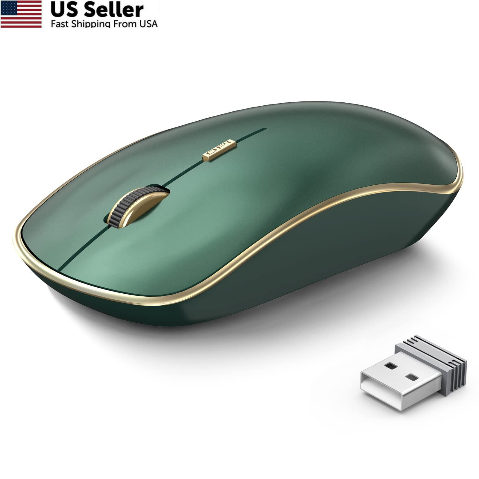 JOYACCESS 2.4G Slim Wireless Silent Mouse, Portable 5.5*3.5*1.6 in, Green
