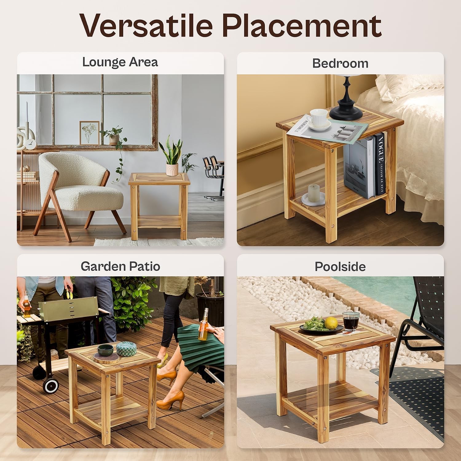 Adirondack Side Table – Weather-Resistant Rectangular End Table for Patio, Ga...
