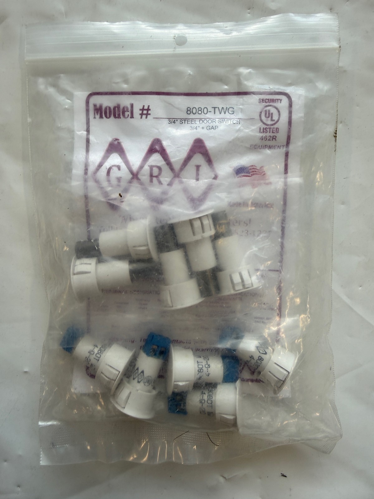 GRI 8080-TWG-W 8080-T Series 3/4" Steel Door Recessed Switch Set, QTY 5