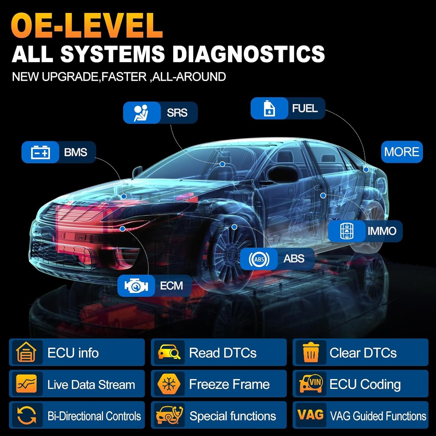 2024 LAUNCH X431 Pro Elite PRO5 V + OBD2 Car Diagnostic Tool Scanner Key Coding