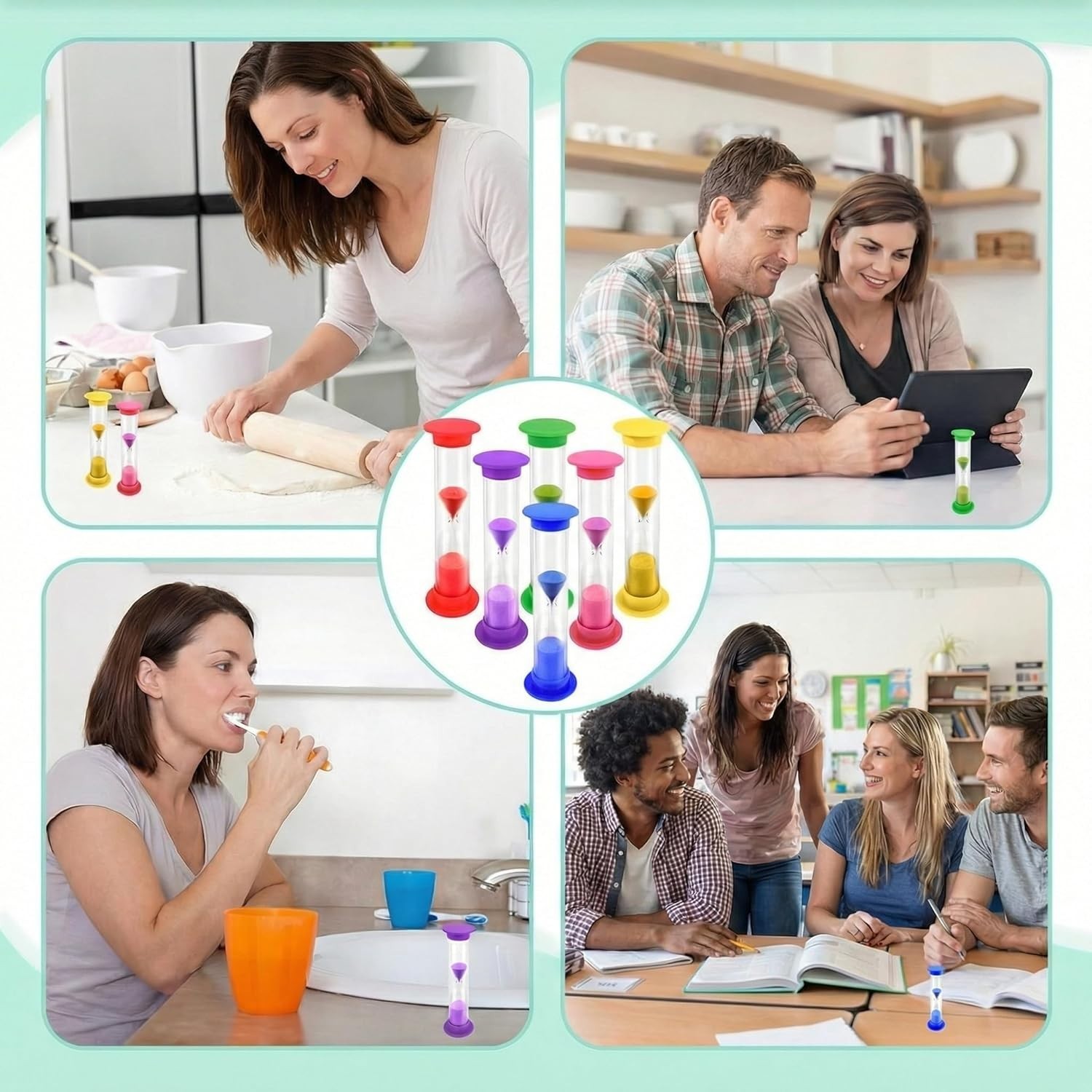 12 Pack Multicolor Sand Timer 2 Minute Hourglass For Classroom Kitchen Decor