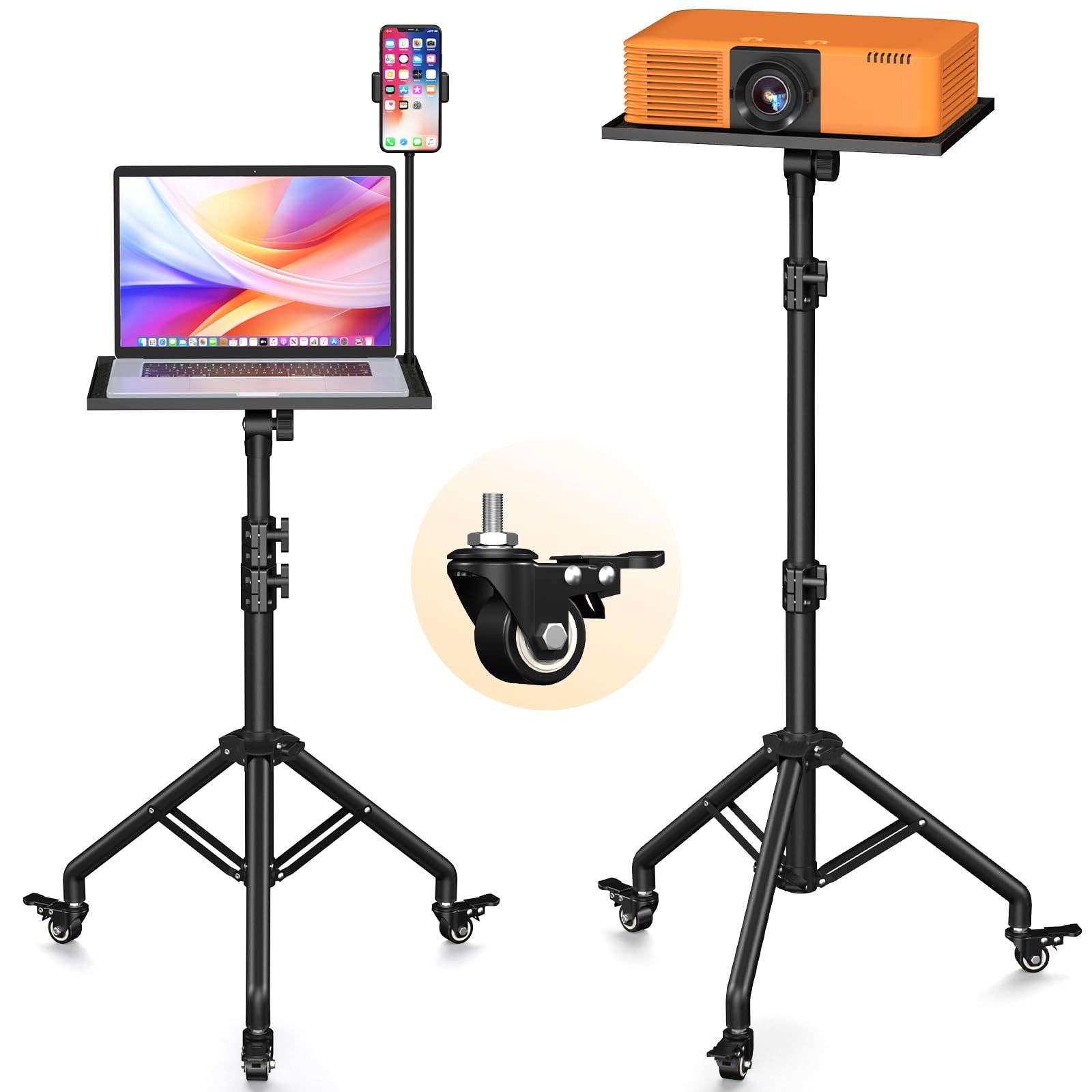 Projector Stand Tripod On Wheels Adjustable Height 2944 Inch Laptop Rolling