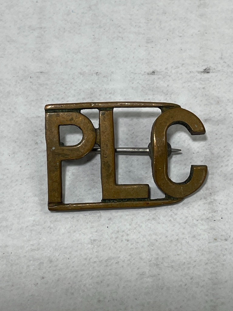 PLC Brass Vintage  Letter Collar Brass Rank Insignia Gold Finish Uniform PIN