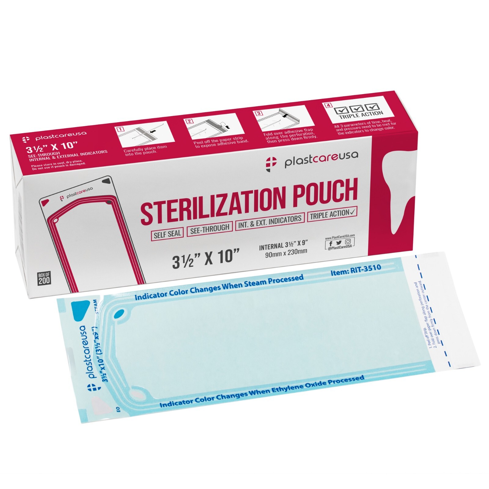 2000 3.5" x 10" Dental Sterilization Pouches Sterilizer Autoclave Bags Tool Nail