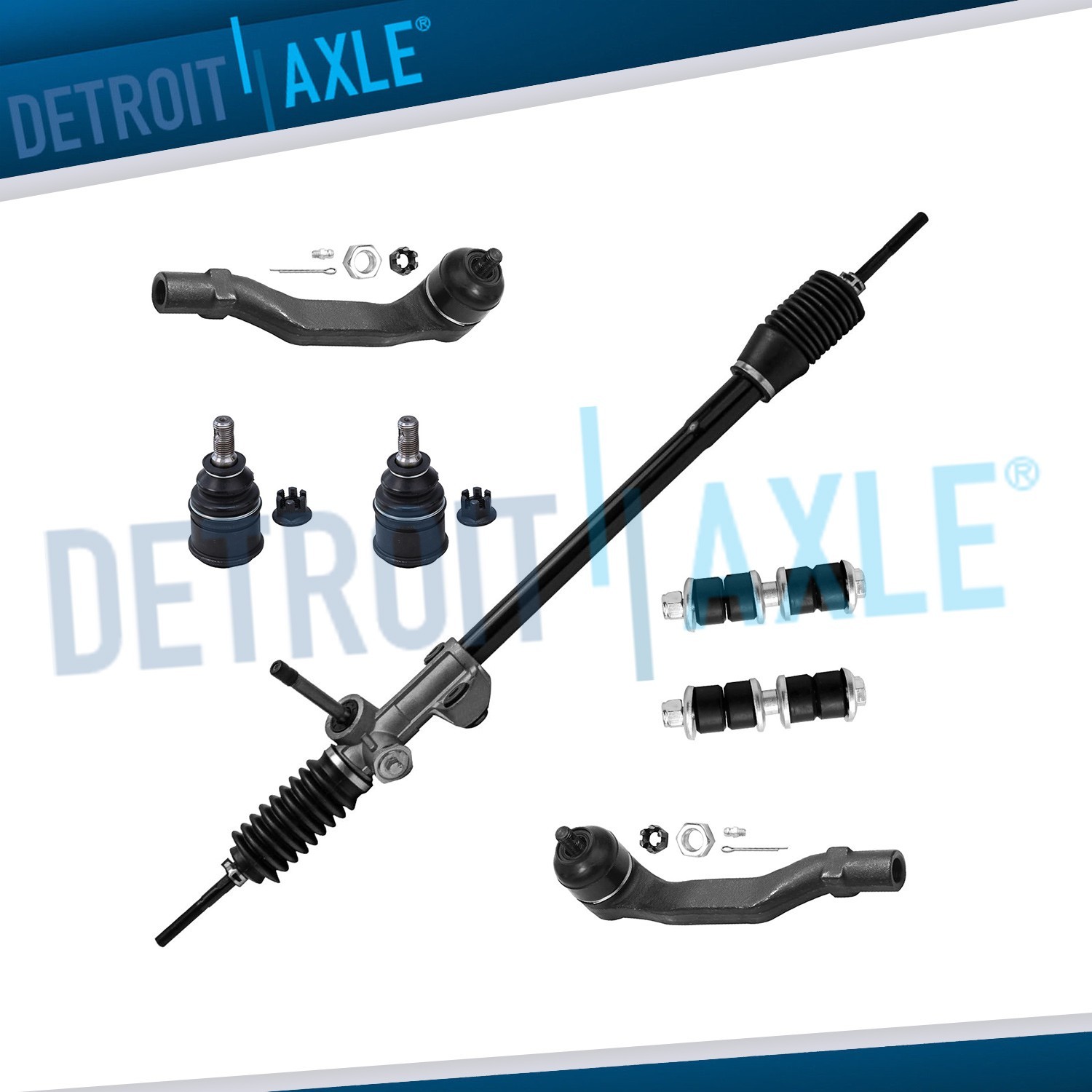 7pc Steering Rack and Pinion Tie Rods for 1988 1989-1991 Honda Civic CRX