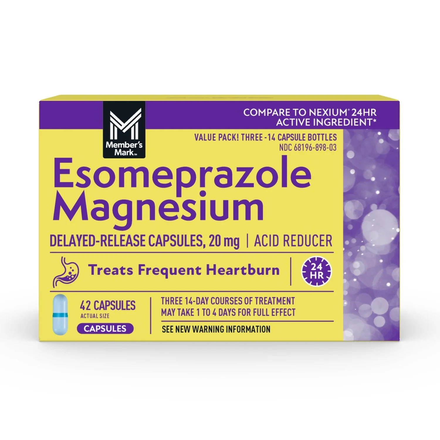 Member’s Mark Esomeprazole 20 mg, 42 ct – Acid Reducer, Compare to Nexium 24HR