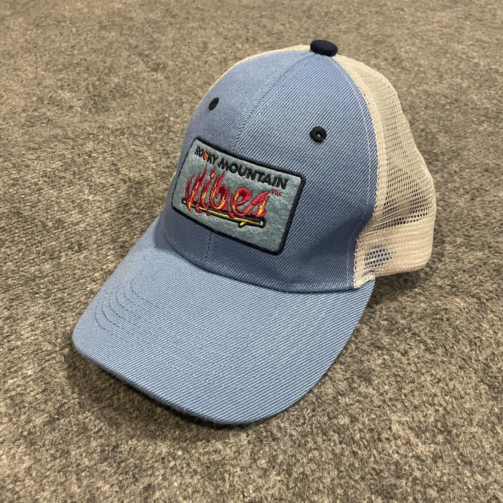 Rocky Mountain Vibes Hat Strap Back One Size Blue Trucker MiLB Navigators