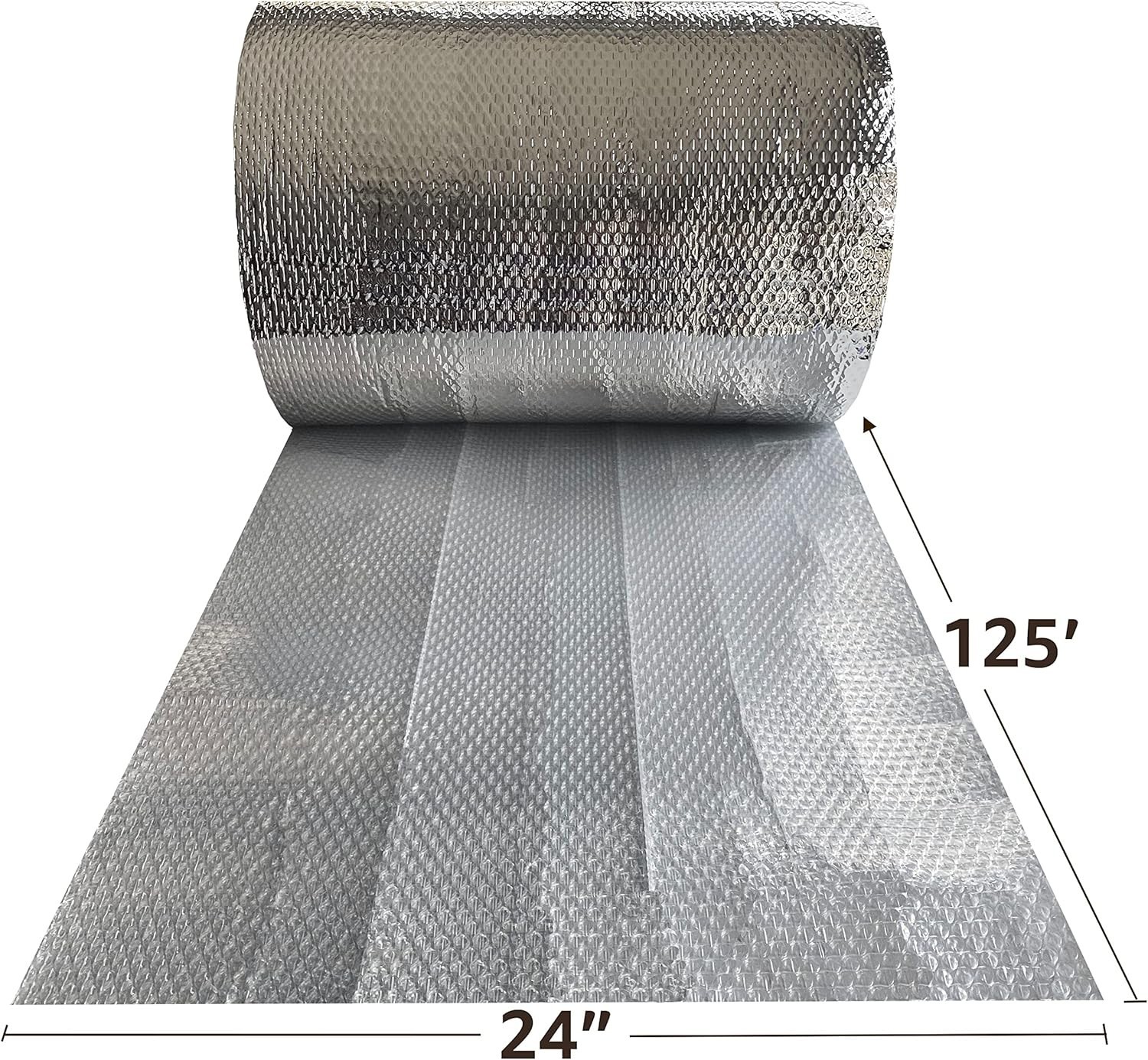 USA Reflective Bubble Insulation Roll, 24" Width x 125' Length, One- Sided Bubbl