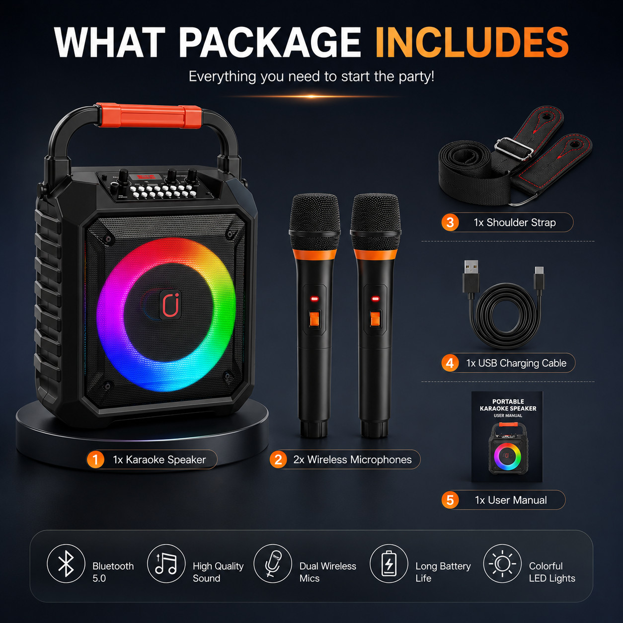 Ultimate Karaoke Machine with 2 Wireless Microphones & Bluetooth Connectivity