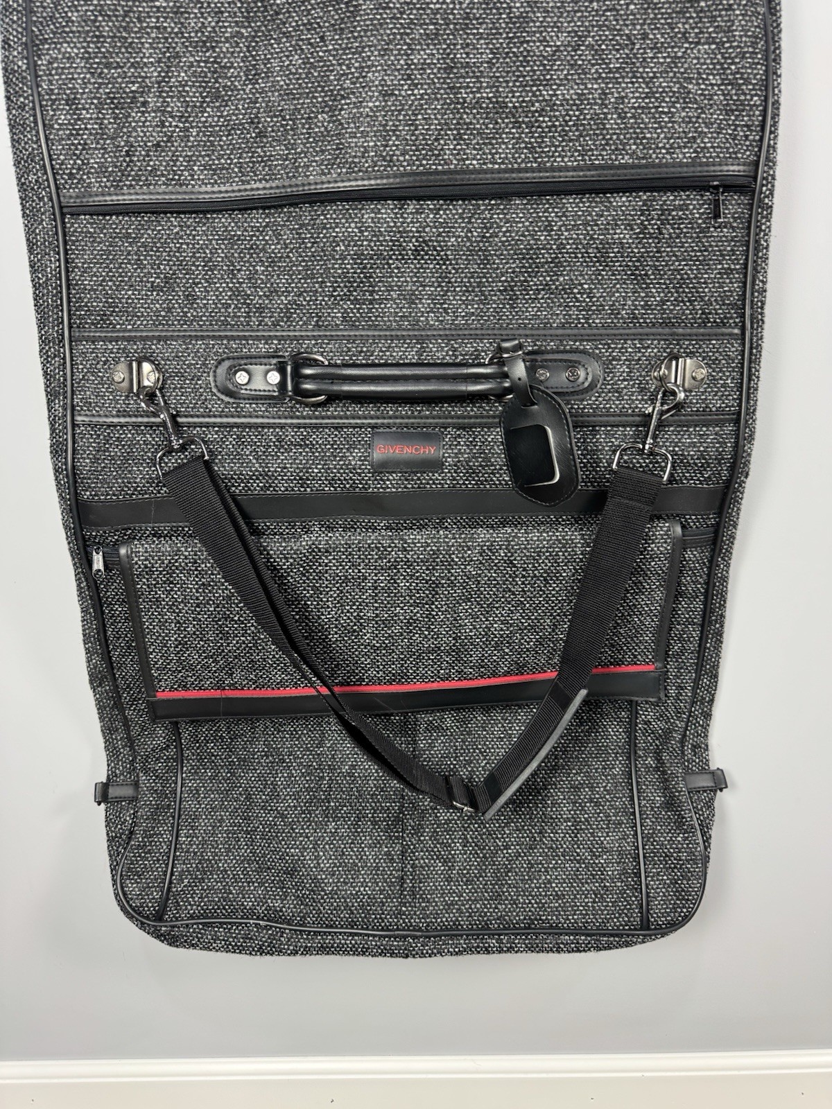 Givenchy Lugguage Weekend Garment Wardrobe Bag Charcoal Grey Tweed - EUC!