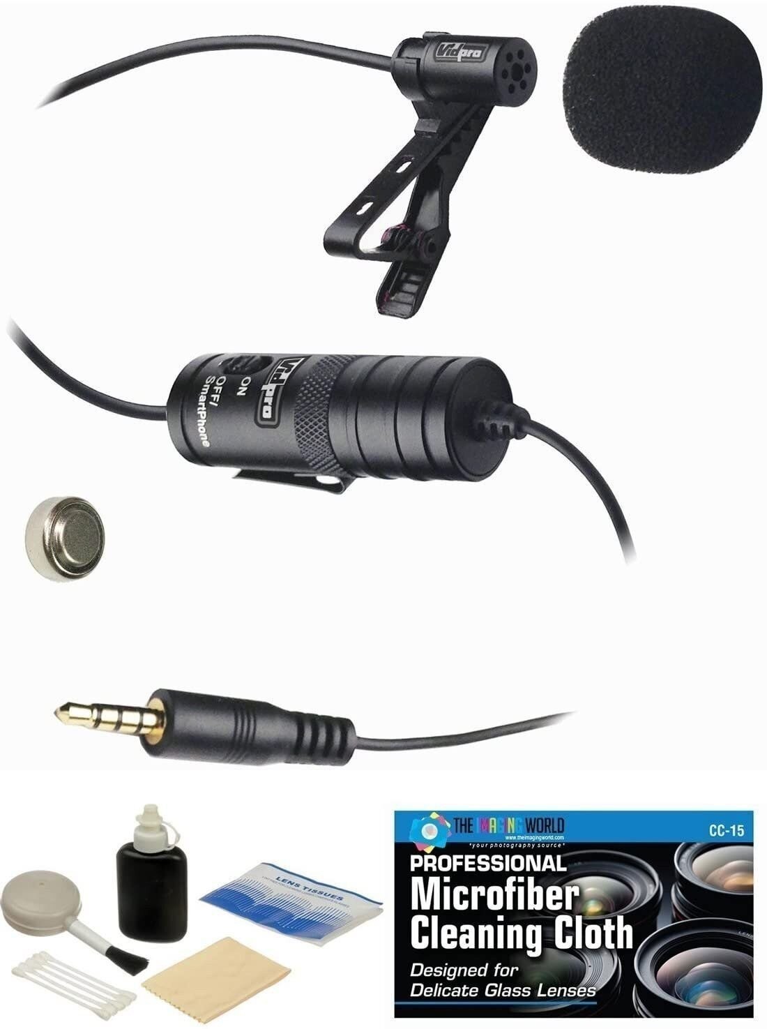 External Lavalier Microphone with 20' audio cable + Accessory Bundle for...