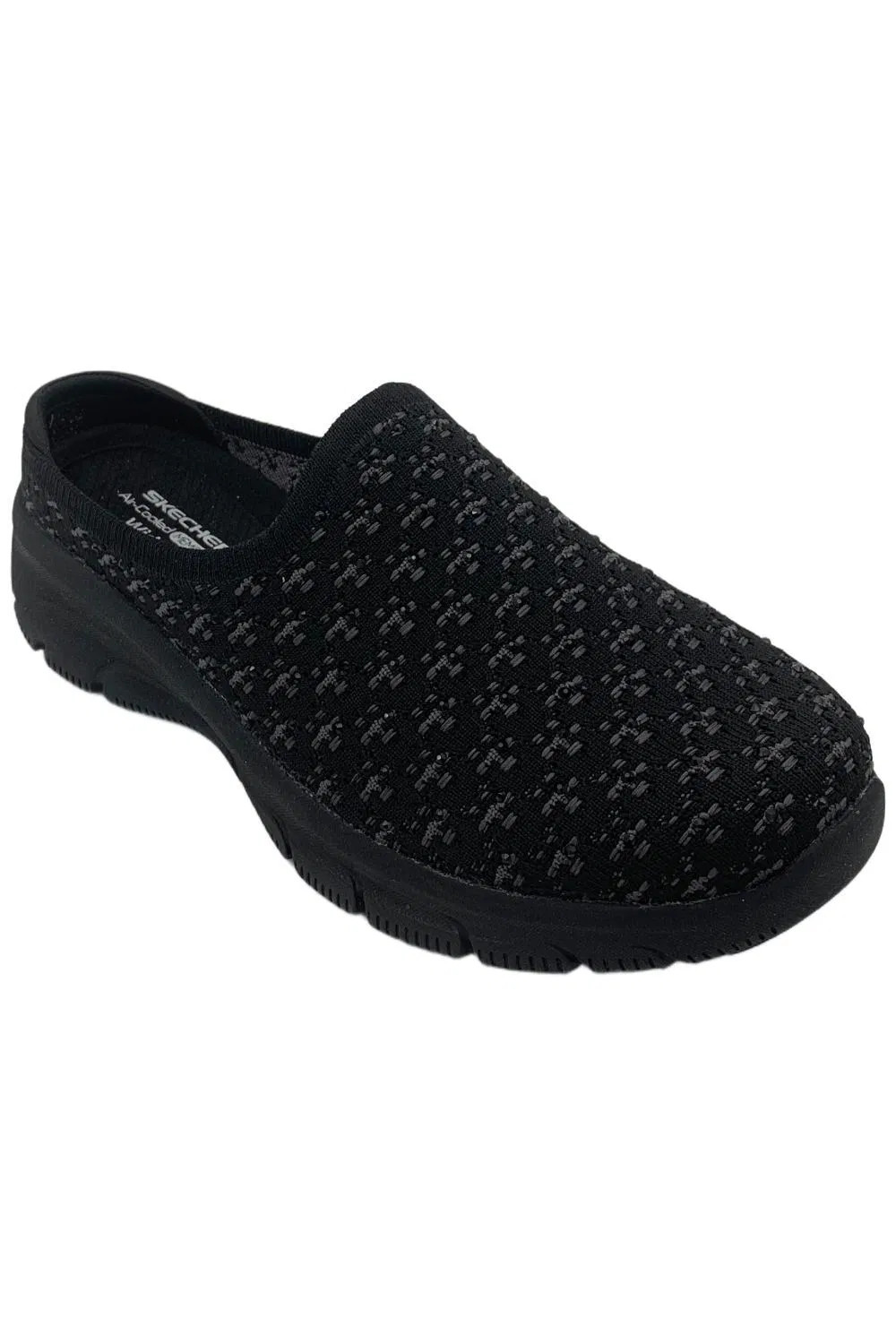 Skechers Women's Easy Going Rhinestone Mules Strut Glitz Black