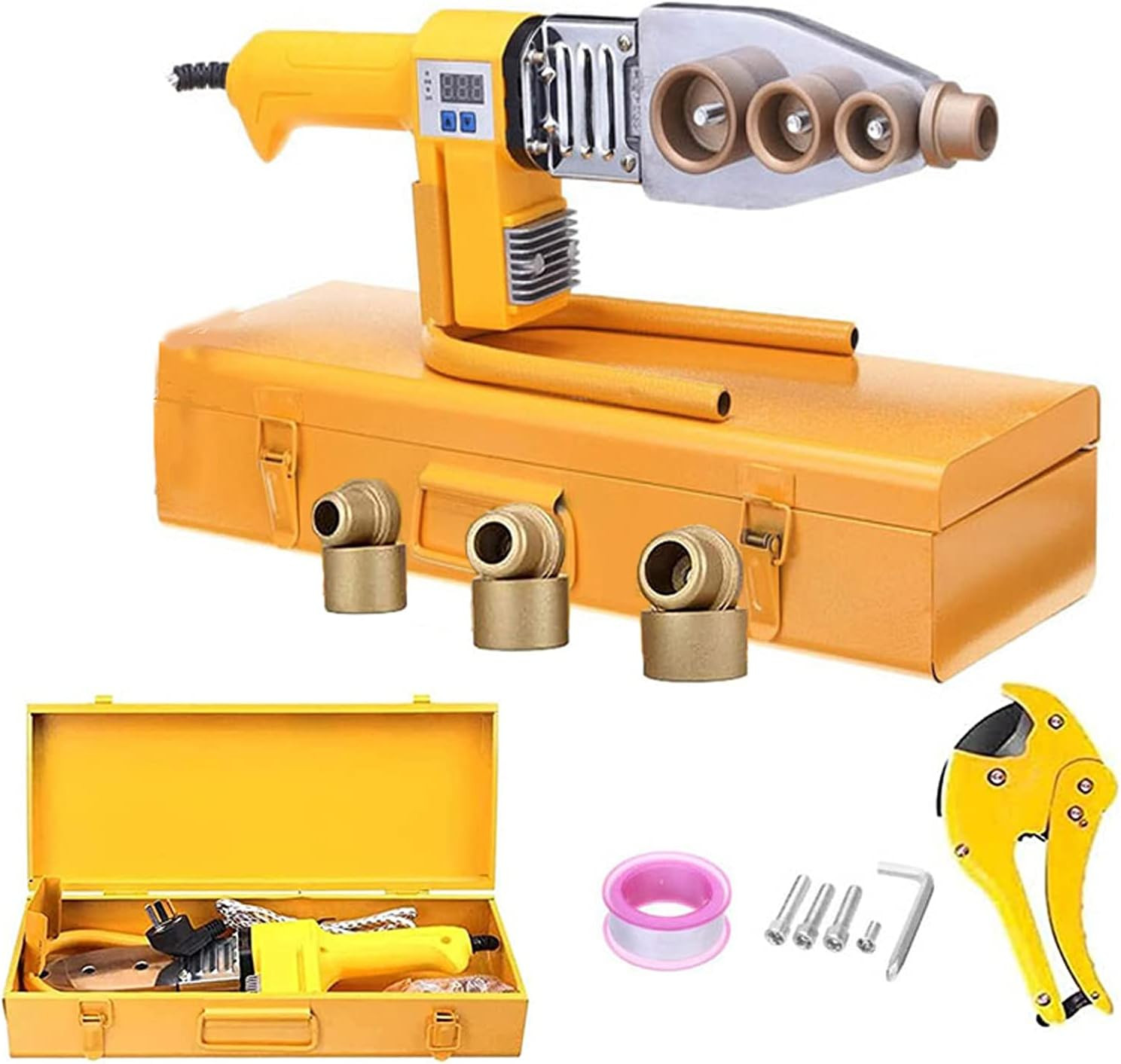 Plastic Pipe Welding Tool，Plastic Welder Kit Contains Welding Heads of 6 Diamete