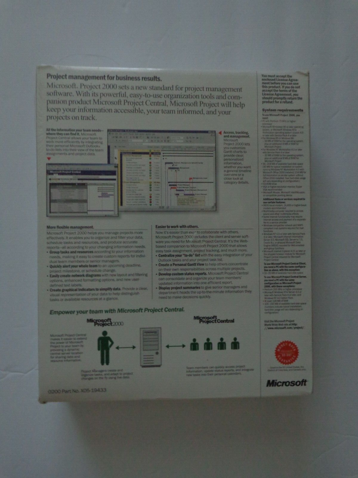 Microsoft Project 2000 w/ Project Central Client and Server - New and Sealed