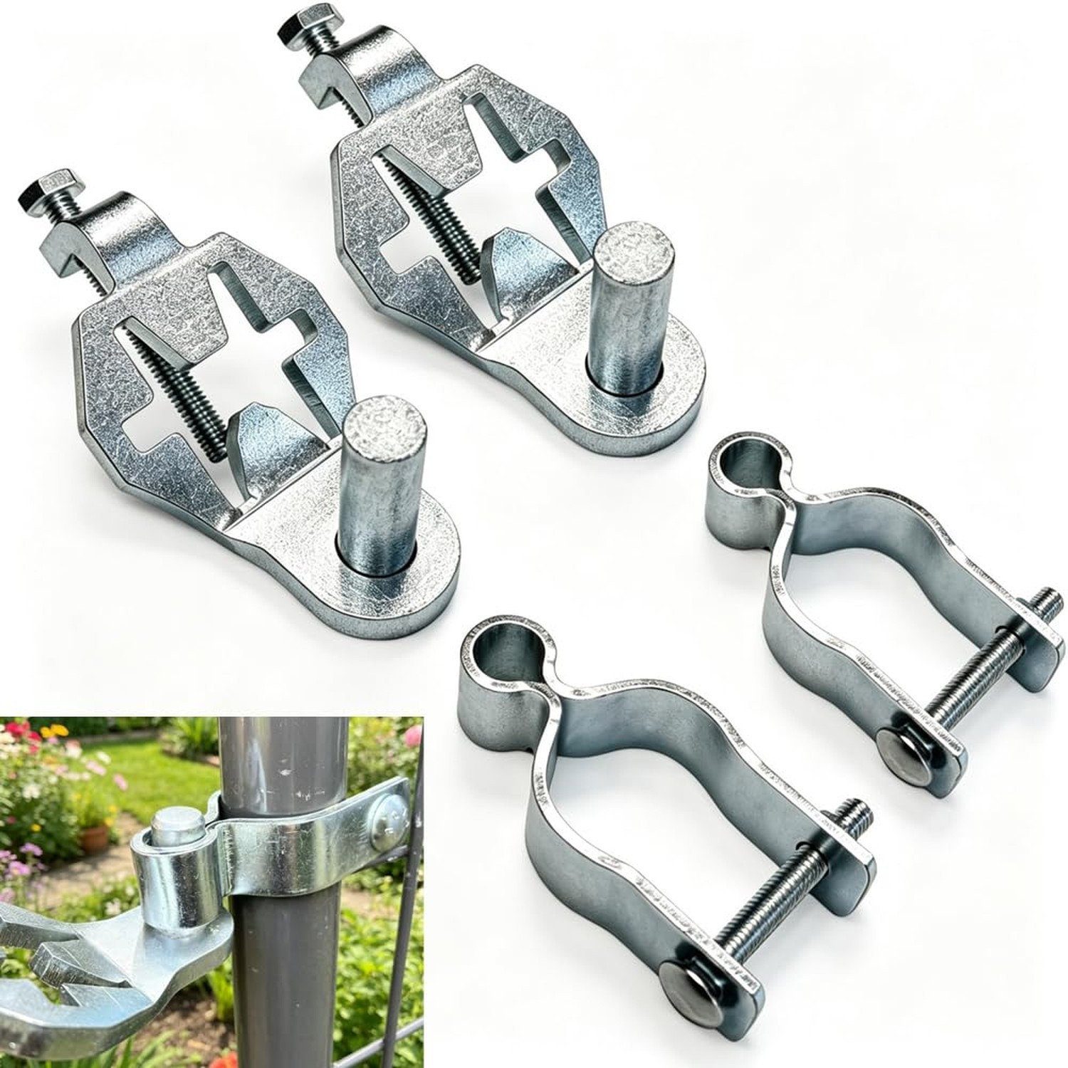 Complete T-Post Gate Hinge Assembly Kit, Galvanized Steel 1-5/8 Inch Chain Li...