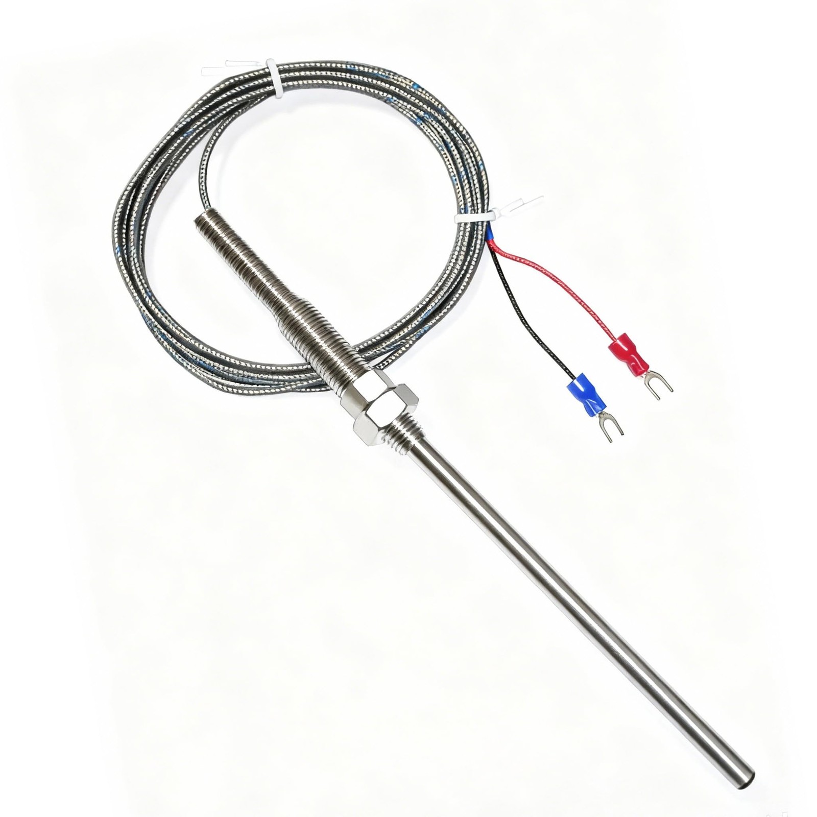 K-Type Thermocouple Sensor 0-600C Probe 100mm x 5mm Stainless 2M Wire