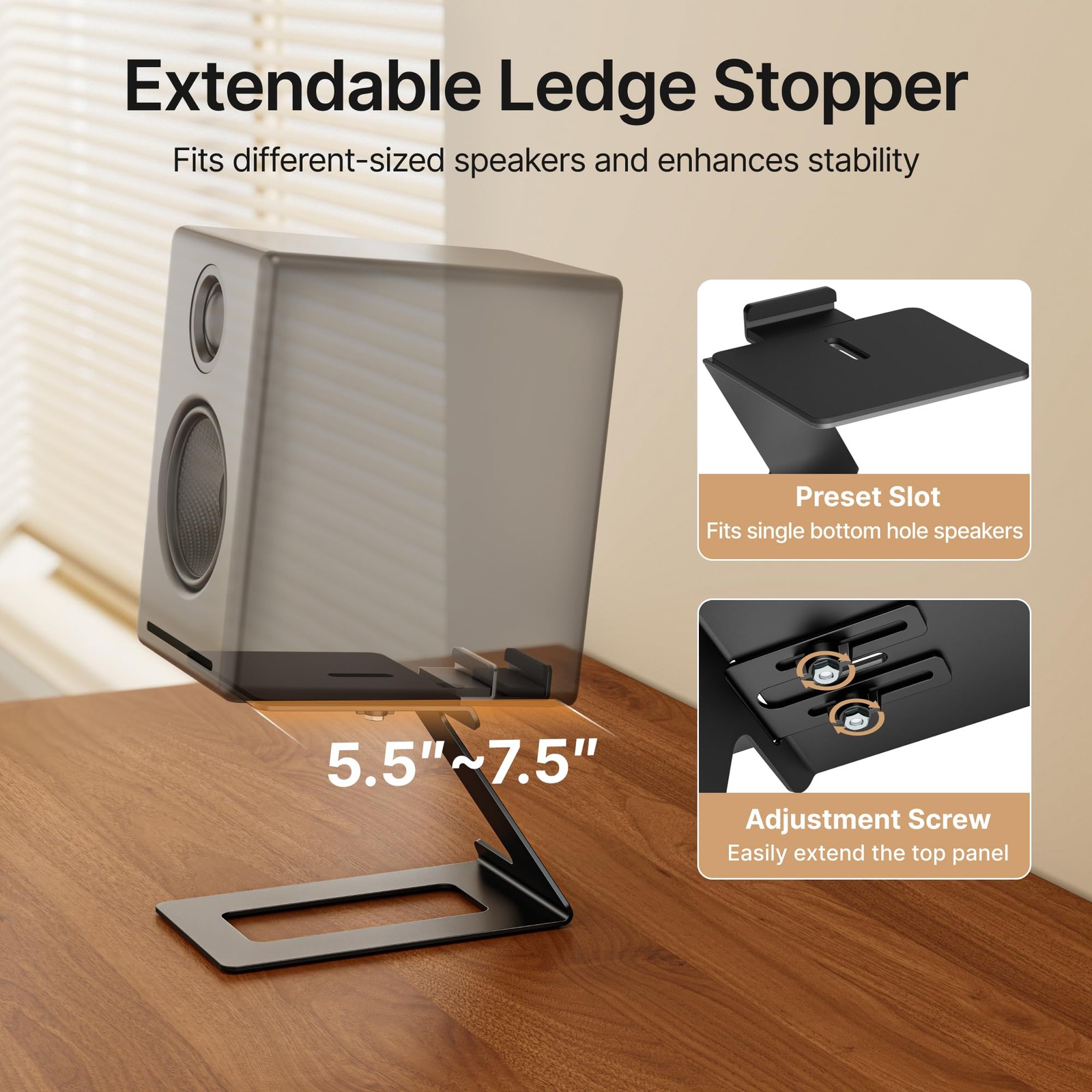 Desktop Speaker Stands Pair, Speaker Riser for Most Small & Medium Bookshelf Spe