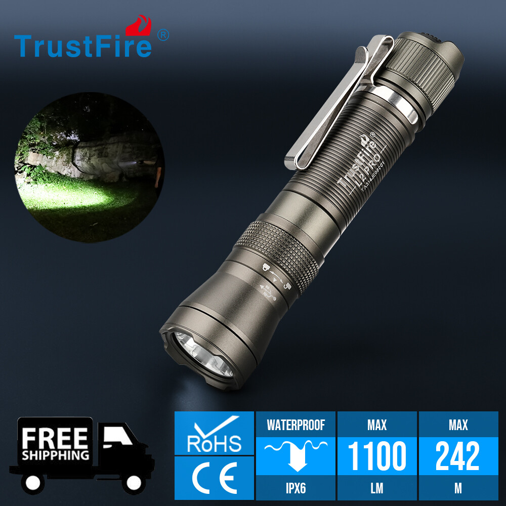 Trustfire L2PRO Tactical EDC Flashlight Rechargeable LED Torch Clip Flashlight