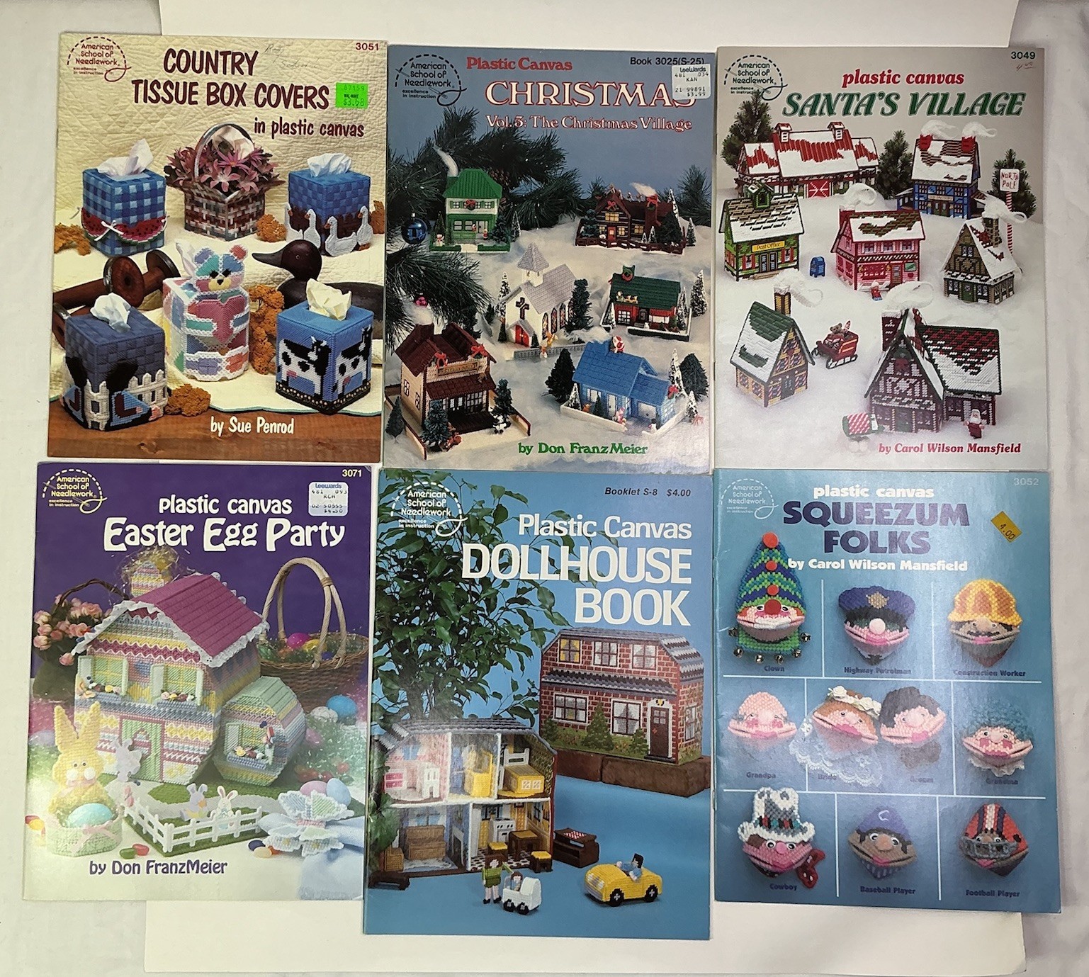 Vtg 80s American School Of Needlework Plastic Canvas Pattern Booklet Lot Of 6