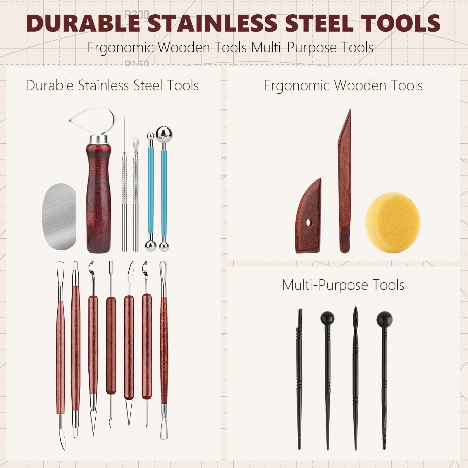 23PCS Clay Tools Sculpting, Ceramic & Pottery Modeling Tool, Ceramics Tools S...
