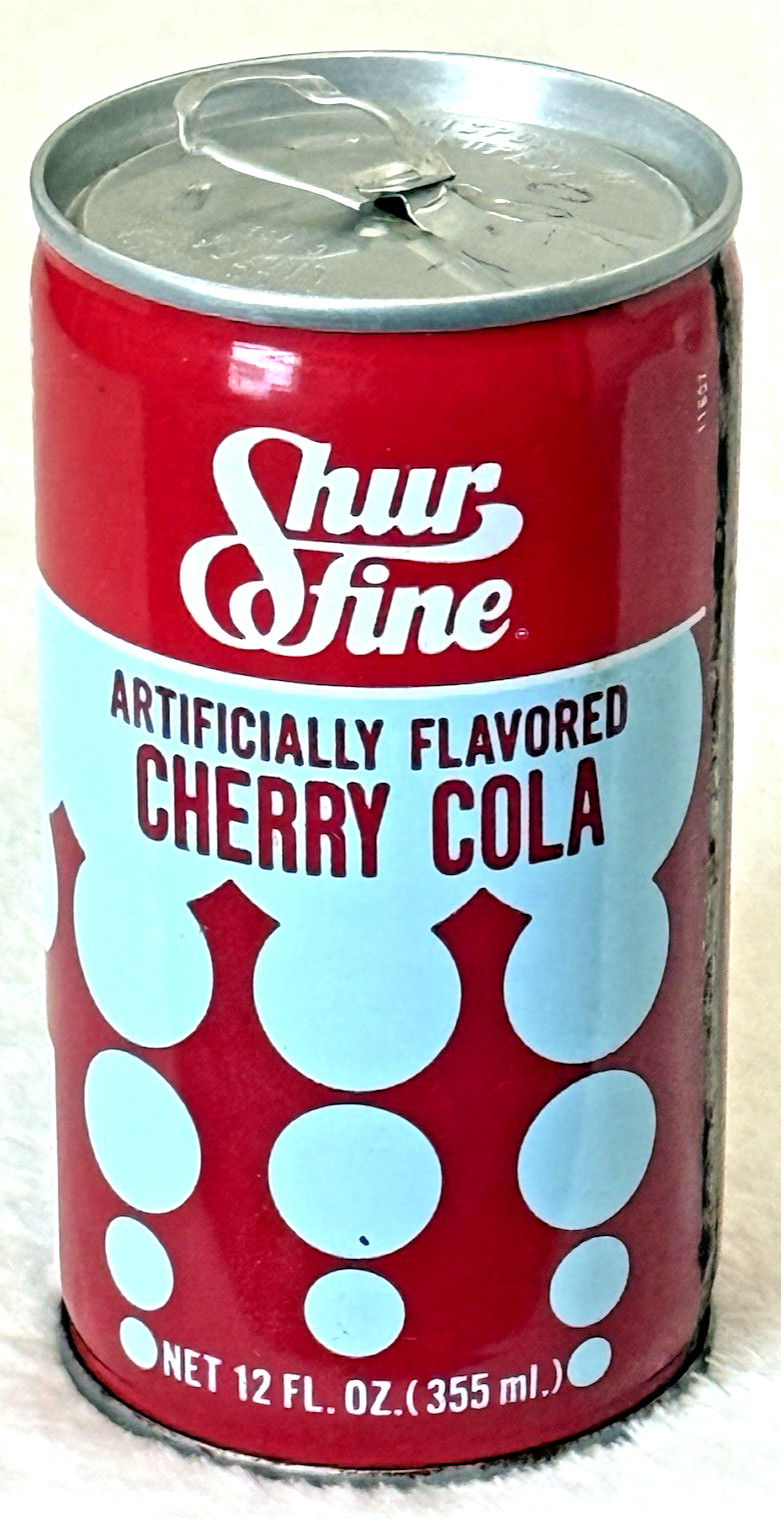 Vintage 1970’s Shur Fine😎-Cherry🍒Soda-Northlake, ILL-12 oz-Steel Soda-Pop Can