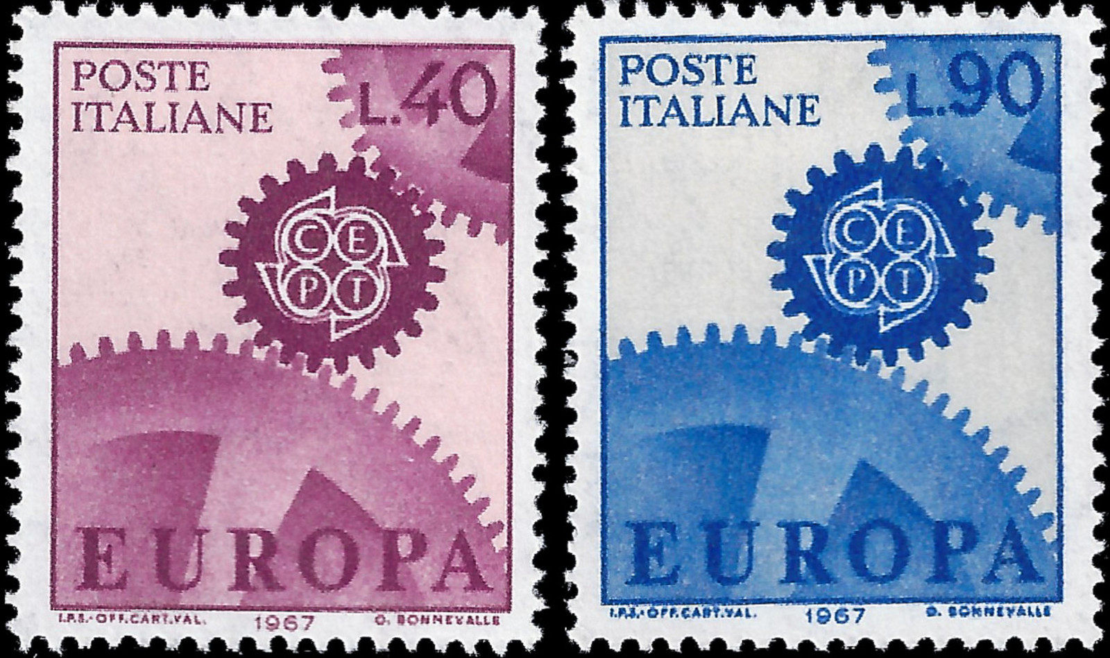 Italy #Mi1224-Mi1225 MNH 1967 Europa CEPT Cogwheels [951-952 YT968-YT969]