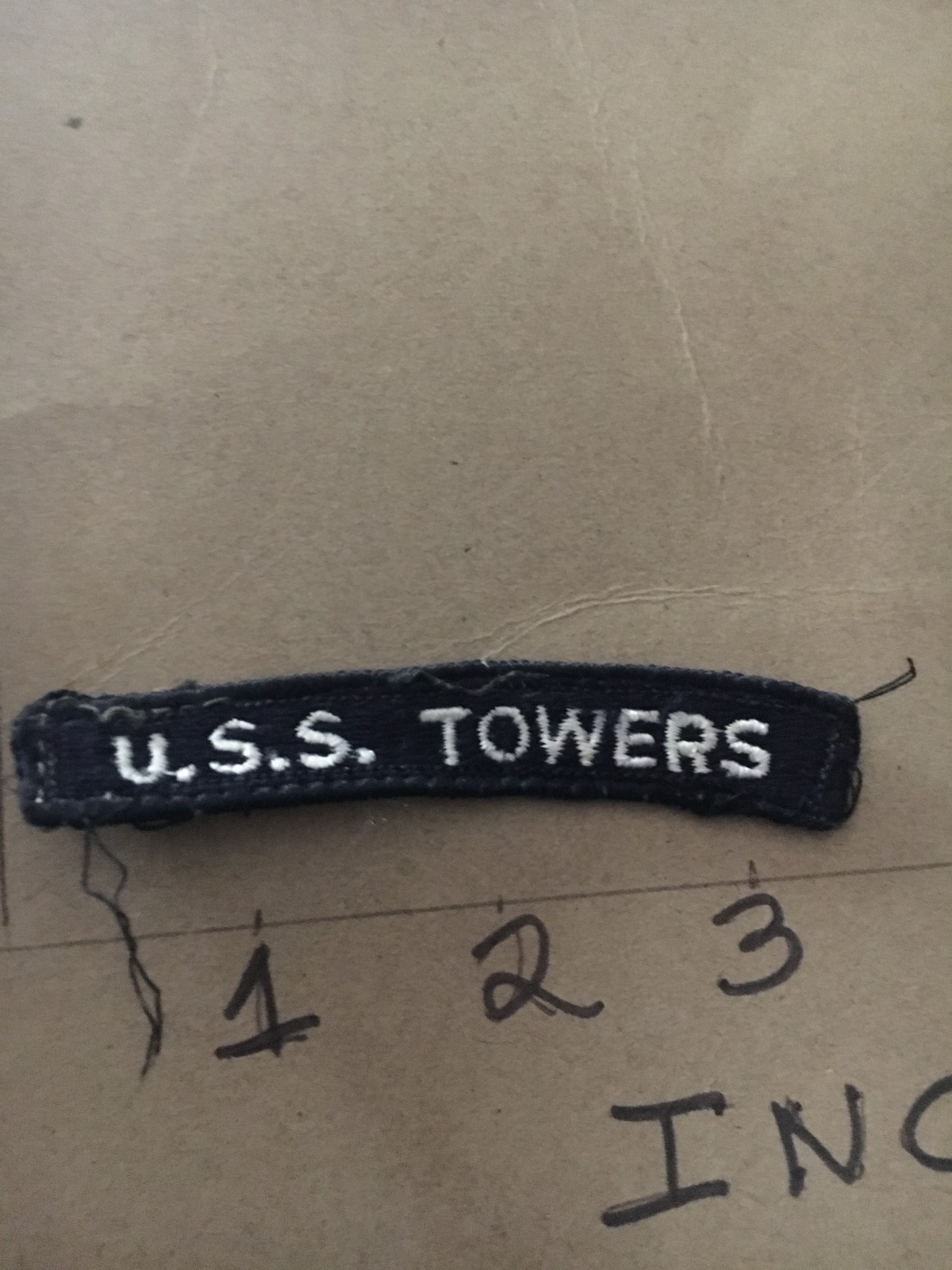 US NAVY SHOULDER STRIP TAB *** rocker *** Patch USS Towers