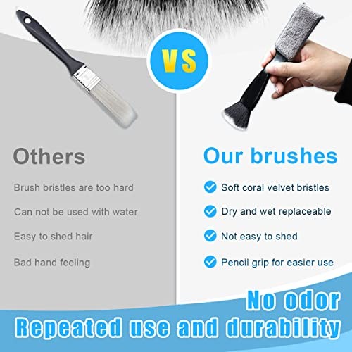 2 PCS Double Head Brush for Car Clean, Soft Auto Interior Duster Black, 2 PCS