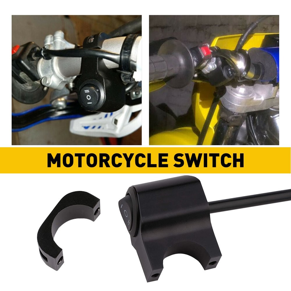 Blcak New Waterproof Motorcycle Bicycle ATV 7/8" Handlebar 3 Mode ON/OFF Switch