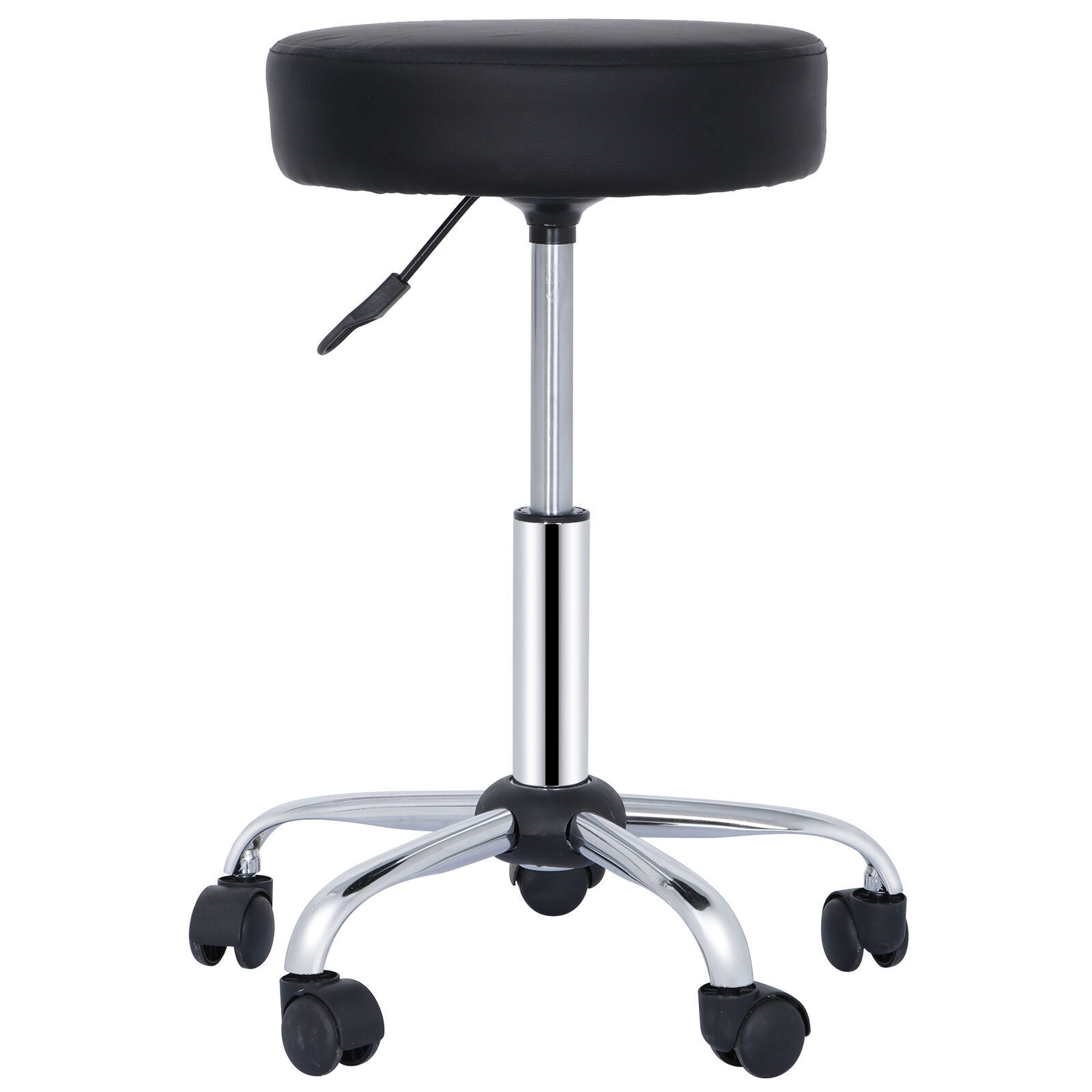 Adjustable Hydraulic Salon Spa Stool Backless 360 Rotation Metal Frame