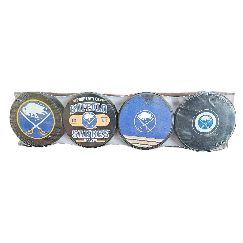 NHL Buffalo Sabres Collector 4 Pack Souvenir Hockey Pucks (Free Shipping)