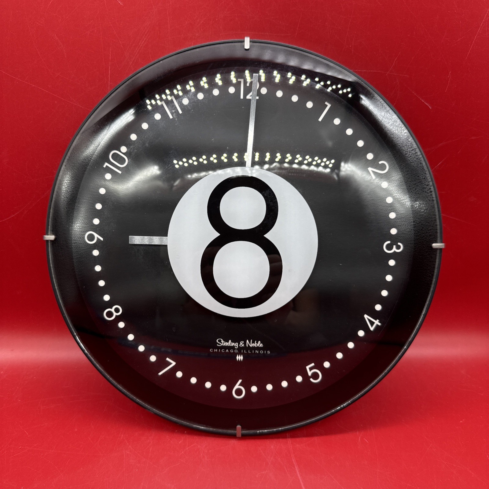 Sterling & Noble 8 Ball 10" Wall Clock Billiards Man Cave Game Room PARTS/REPAIR