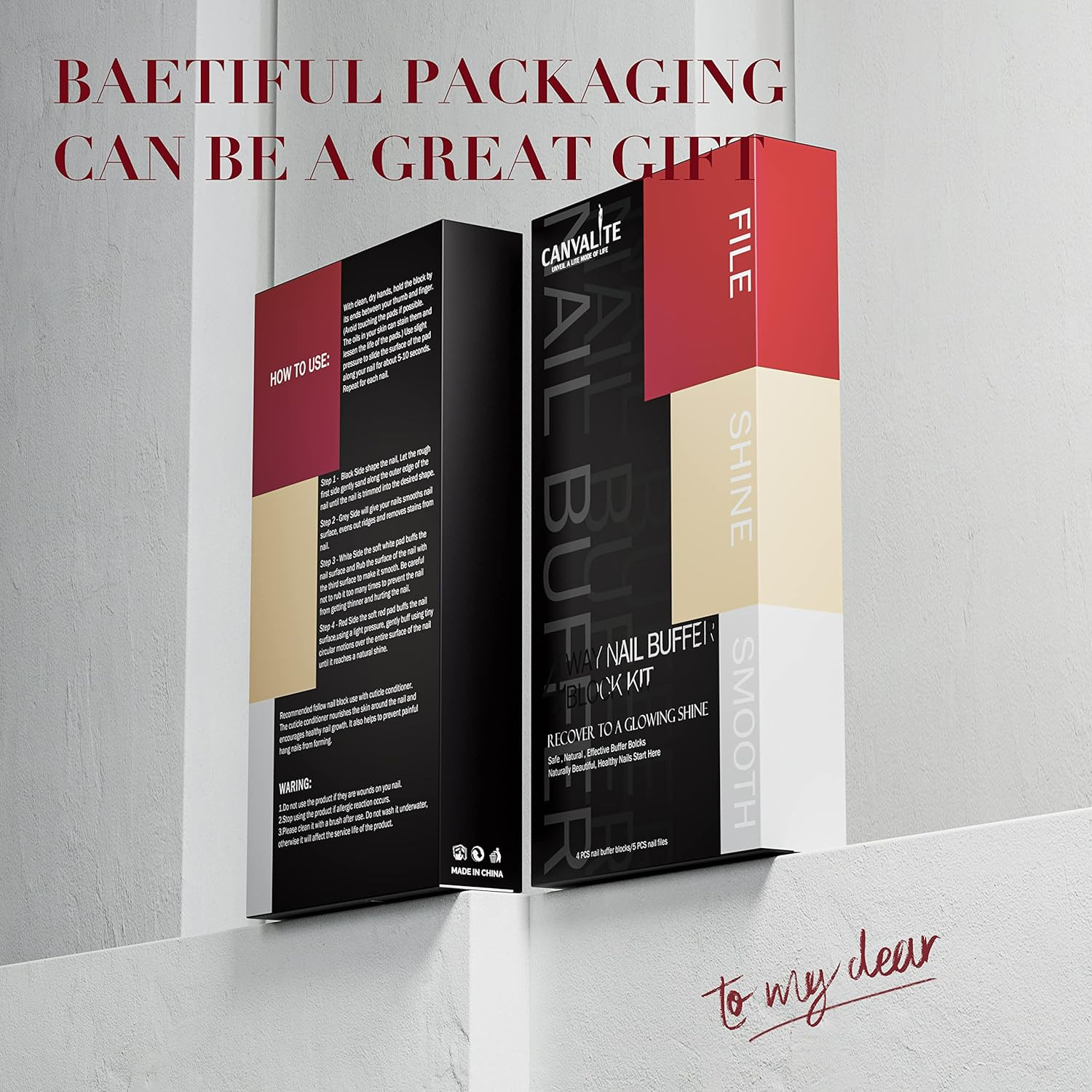 Nail Buffer for Natural Nails, All in One 4 Way Nail File & Buffer Block That...