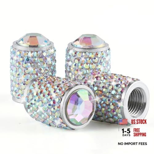 Alpmosn Car Wheel Tire Valve Caps, 4 PCS Bling Tire Valve Caps, Crystal Tire AB