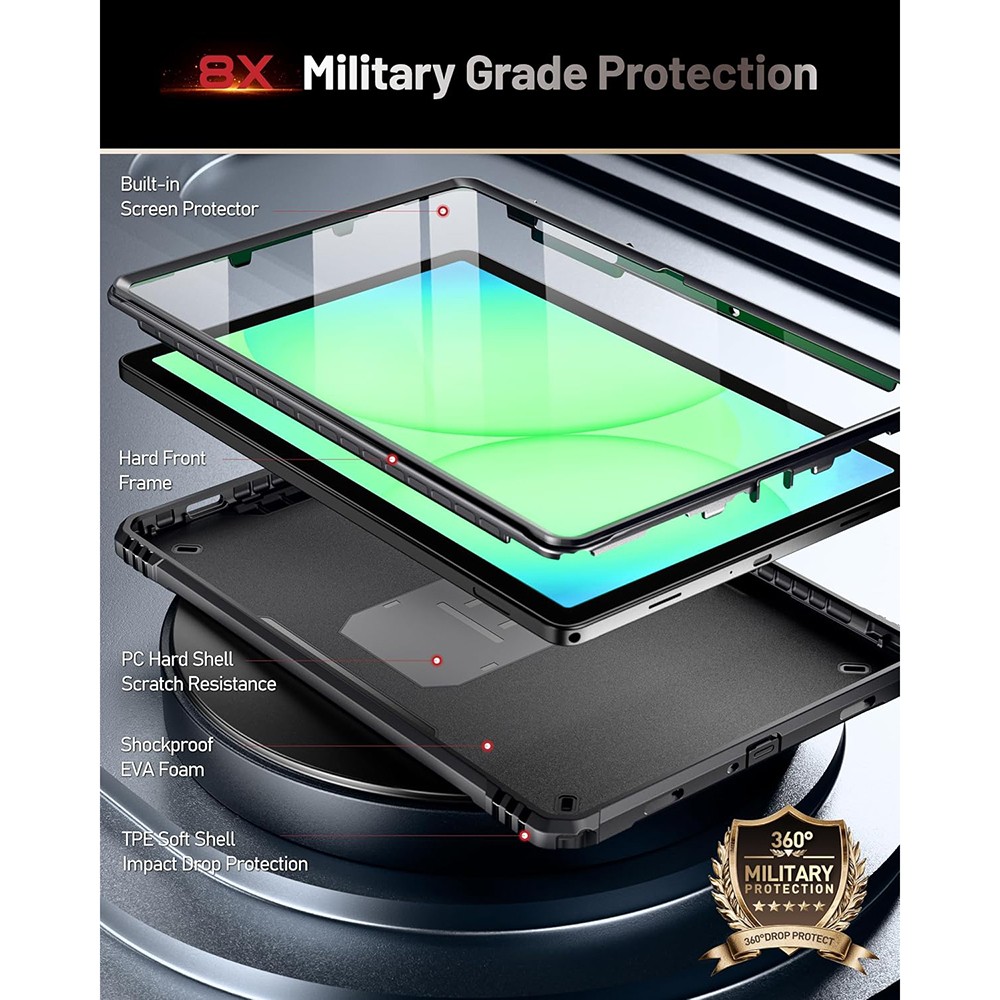 Kickstand Tablet Case For Galaxy Tab A11 Plus / A9 Plus Shockproof Cover Black