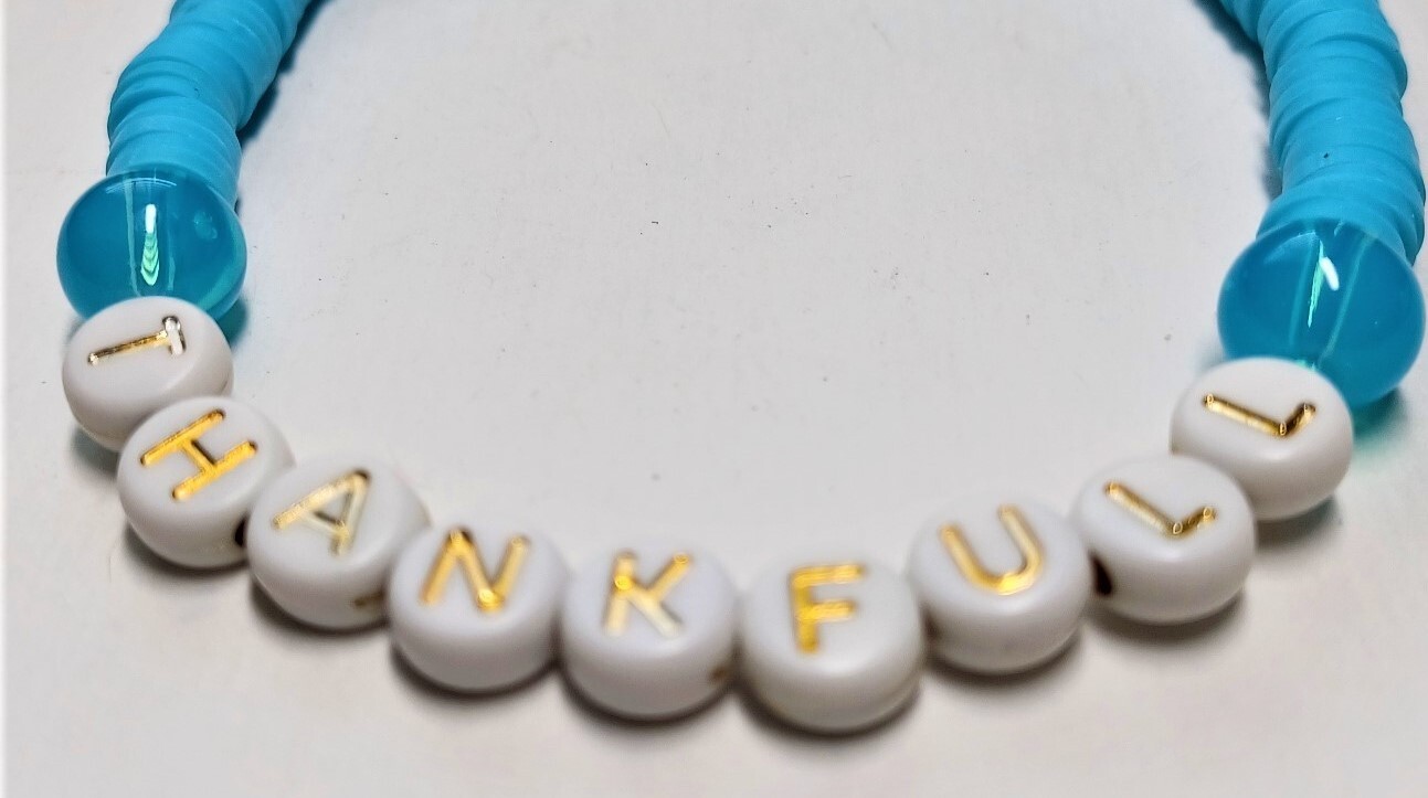 Faith Based Stretchy Thankful Beaded Bracelet