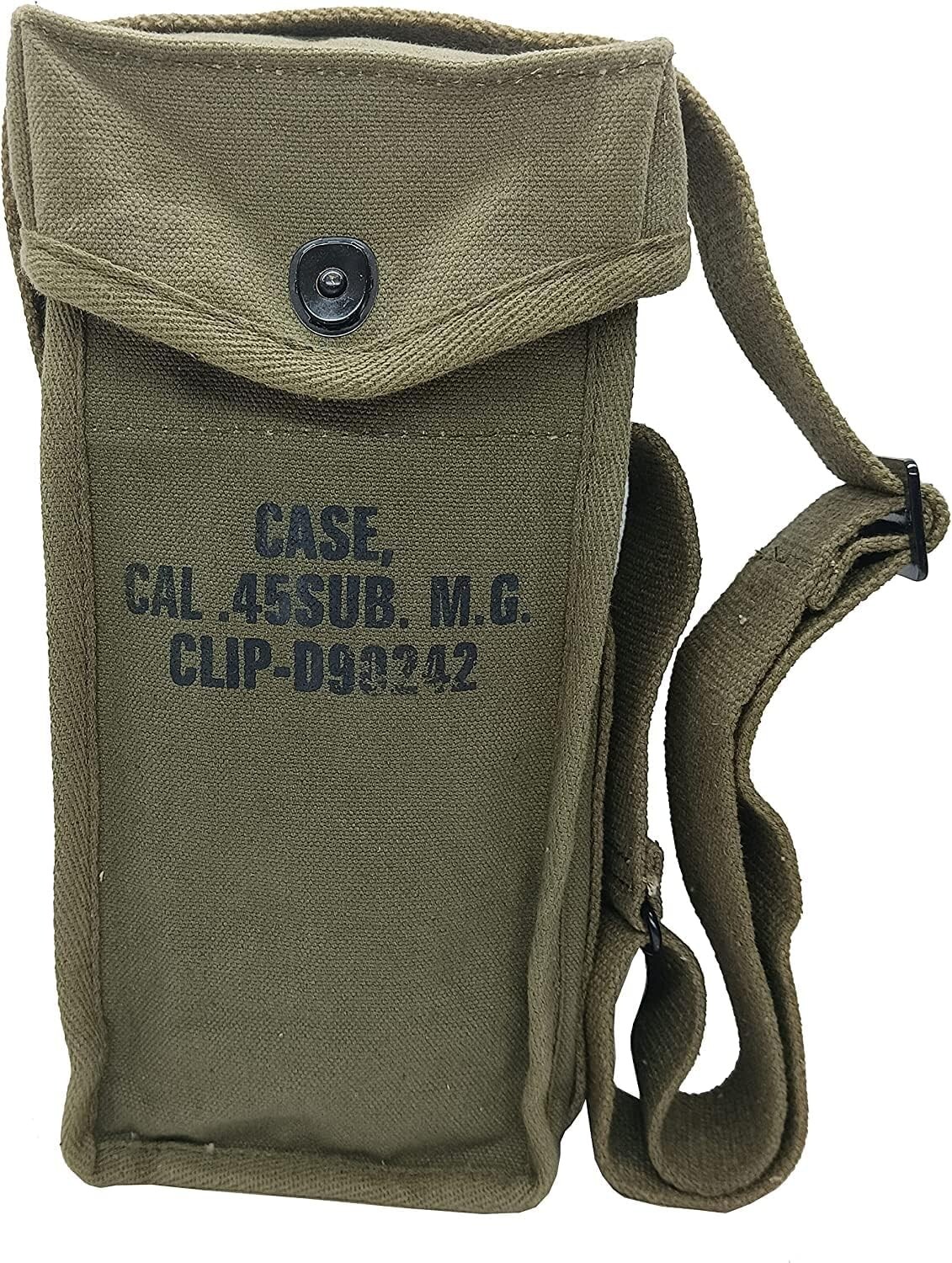 U.S Army WWII M3 Grease Gun or Thompson Magazine Canvas Carry Bag OD Green