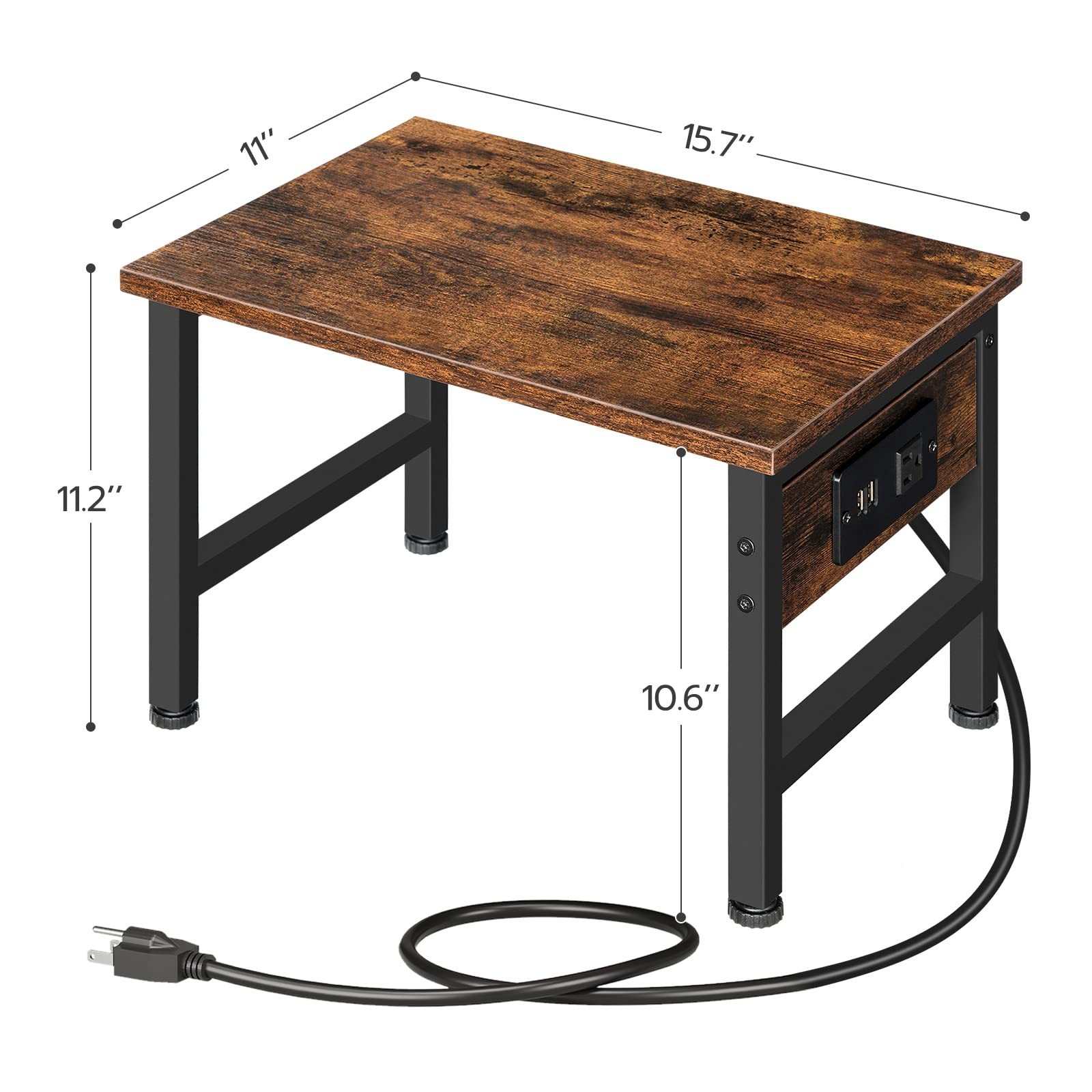 HOOBRO Printer Stand for Desk, 15.7'' x 11'x 11.2'', Rustic Brown + Black