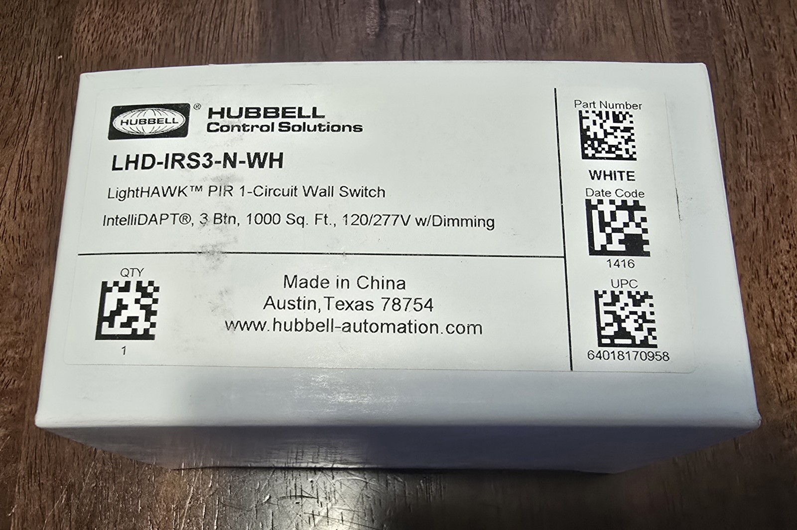 HUBBELL LHD-IRS3-N-WH 0-10v Dimming Occ Sensor