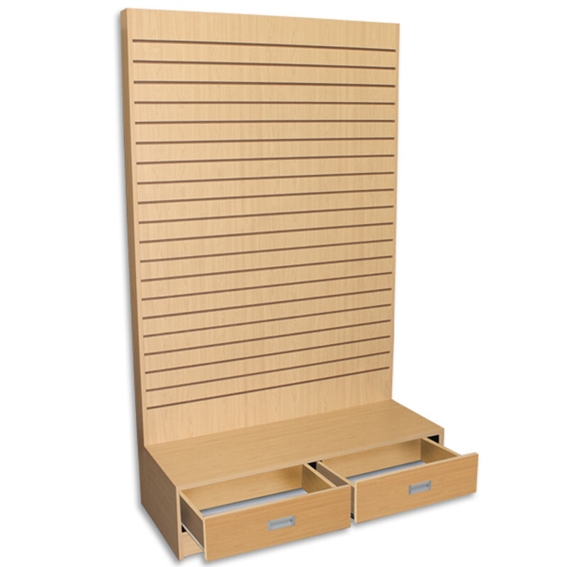 Maple Slatwall Wall Unit - L Shape Display Tower Floor Stand 48"W x 20"D x 80"H