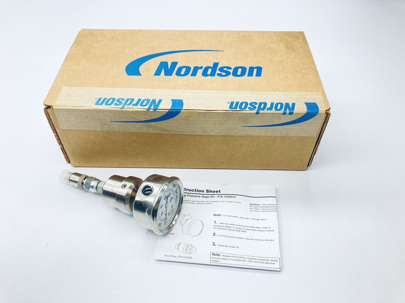 UNUSED NORDSON 1030537 ANALOG PRESSURE GAUGE KIT 0-1500PSI DURABLUE GLUE MELTER
