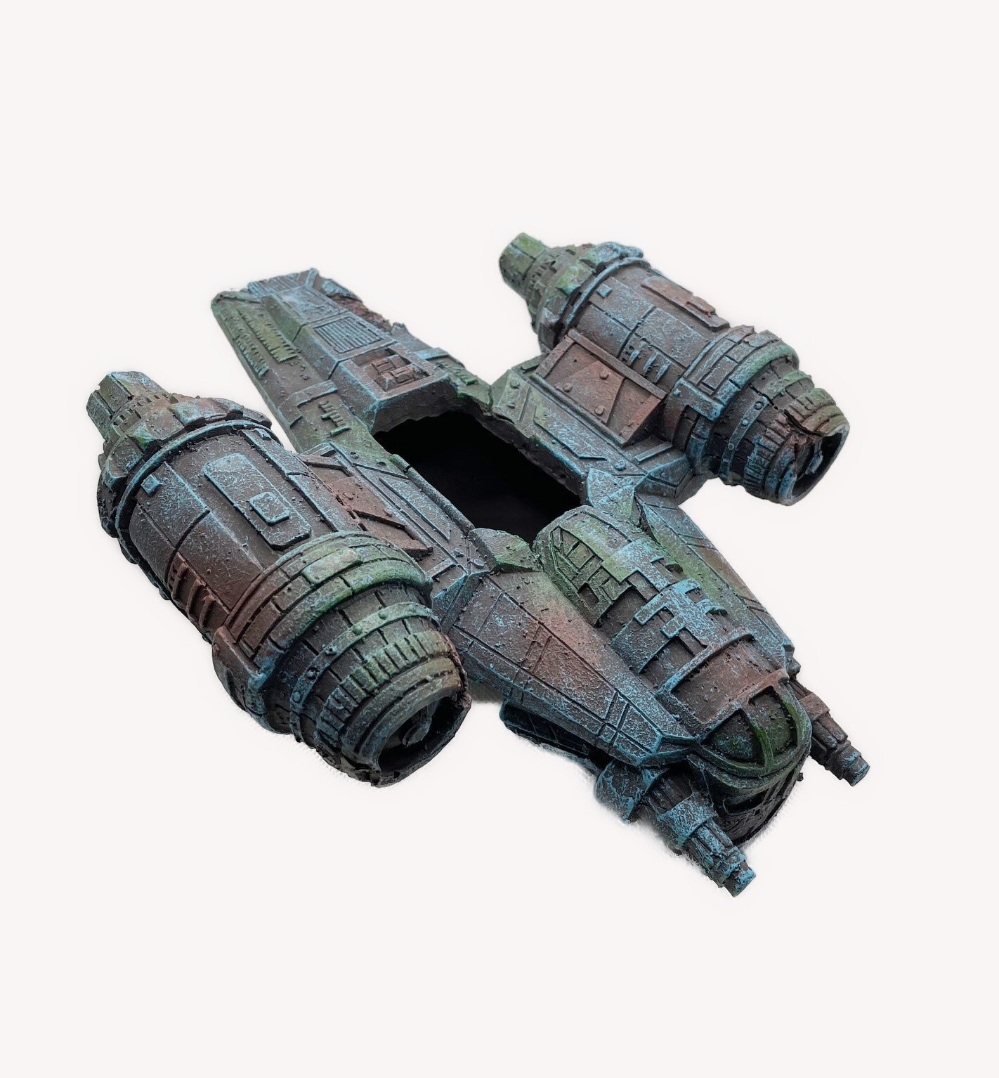 Aquarium Fish Tank Ornament Mando Crest Space Ship 23.4cm. Star Wars