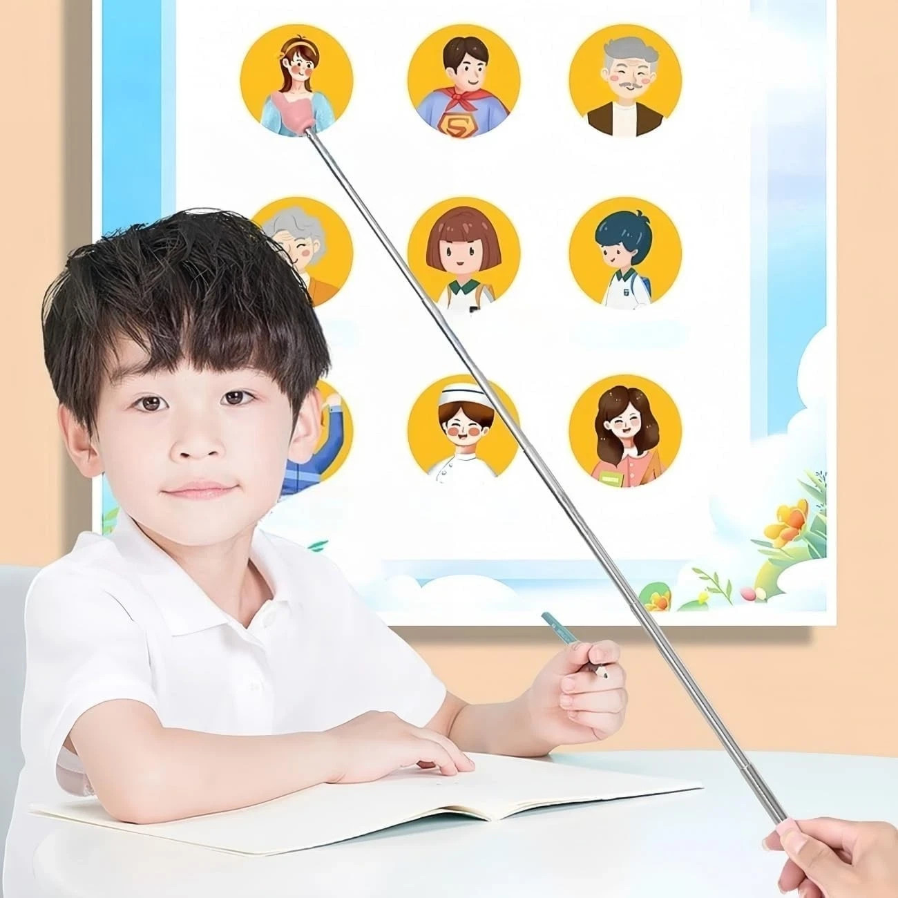 Retractable Teachers Classroom Hand Pointer, Extendable Pointer Finger Stick,...