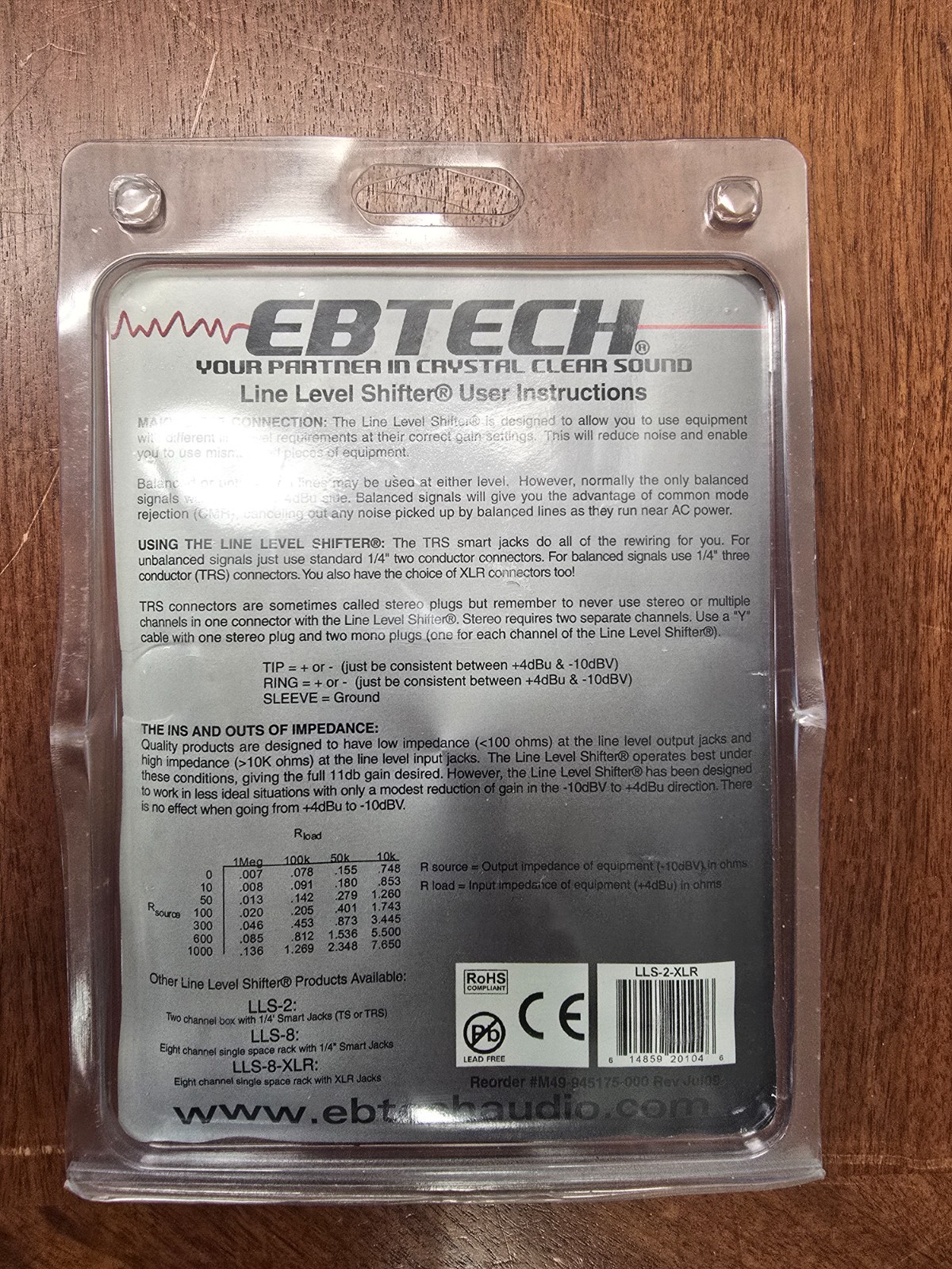 EBTECH Line Level Shifter XLR Black