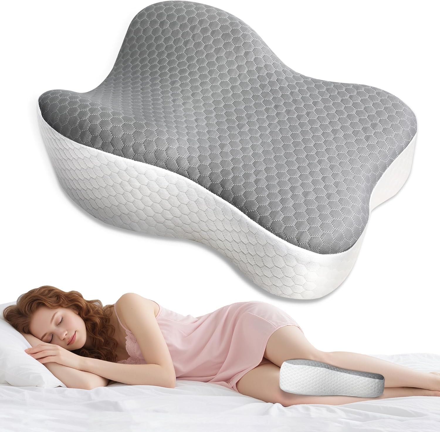 Knee Pillow for Side Sleepers,Memory Foam Bolster Between Legs,Comfortable Sleep